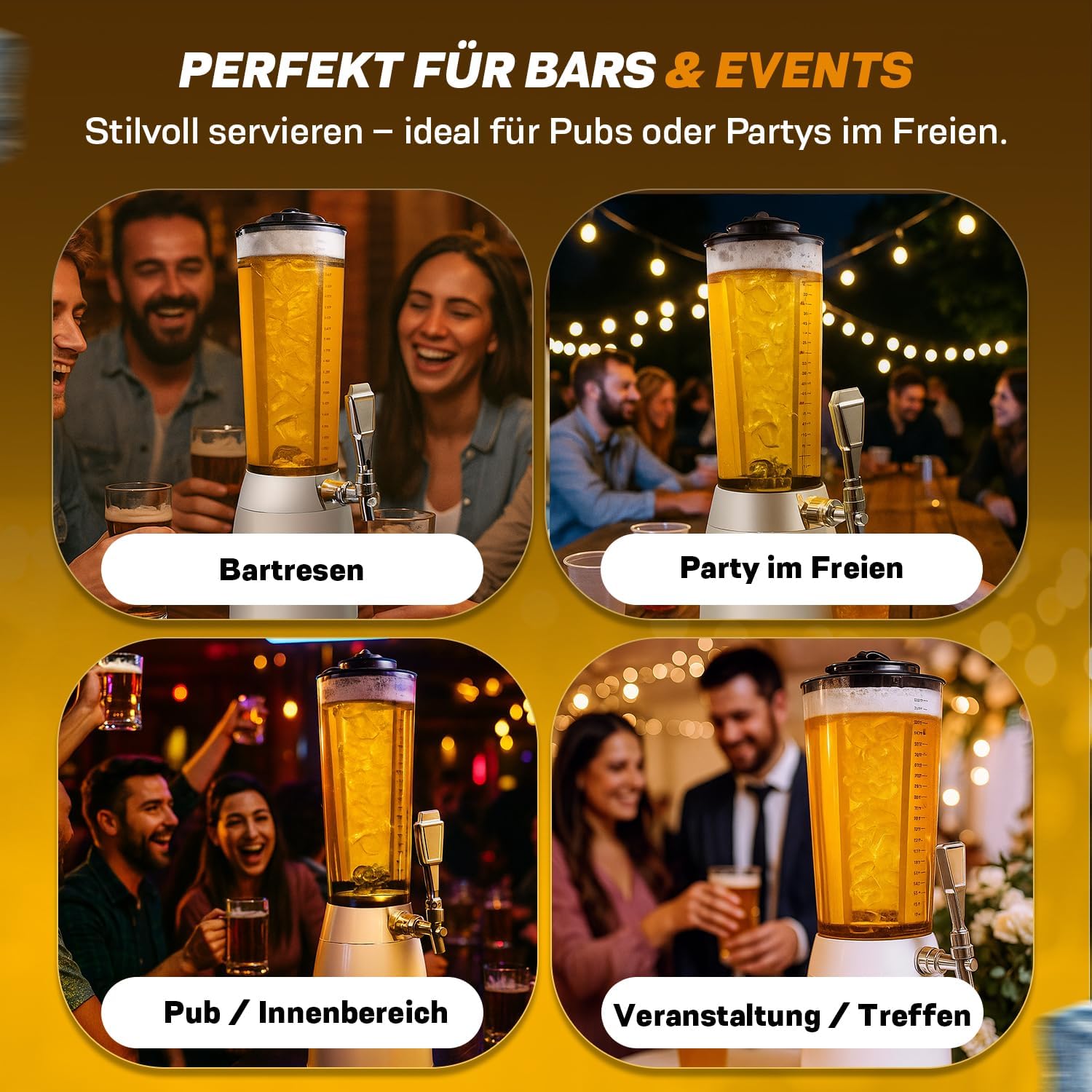 Biertower 4 Liter Biersäule – Zapf-Spender mit LED & Kühlung
