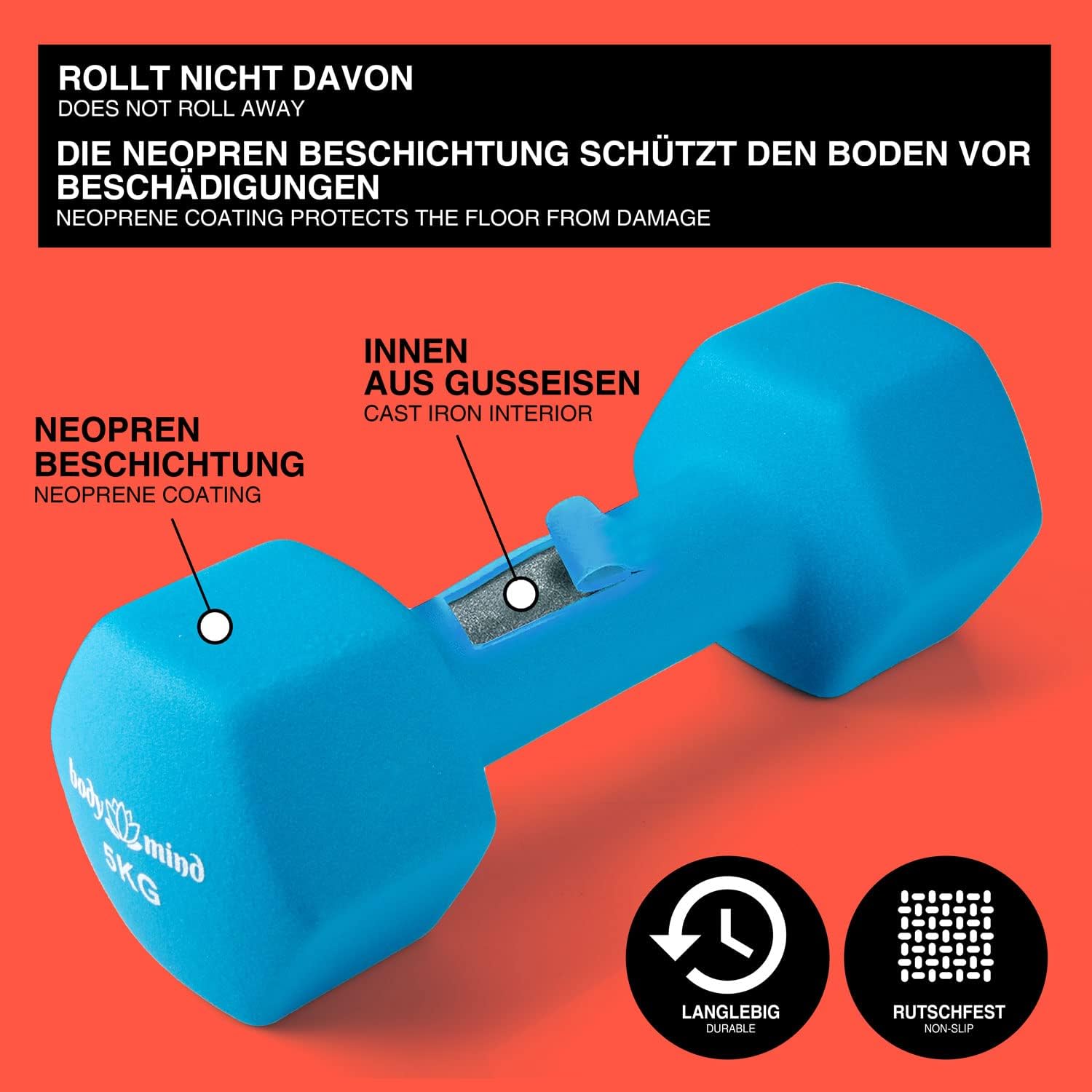Neopren Hanteln 2er Set – Rutschfeste Hex-Gymnastikhanteln