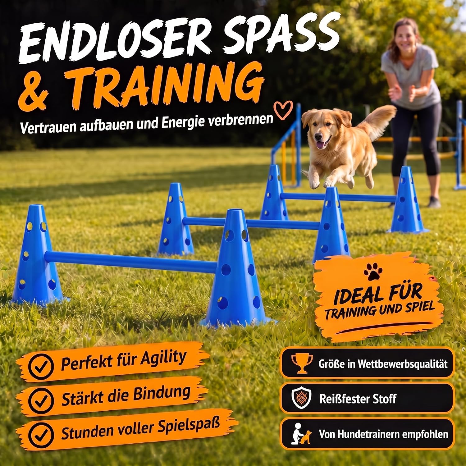 Hunde Agility Tunnel Set 500 cm - Spieltunnel mit Hürden