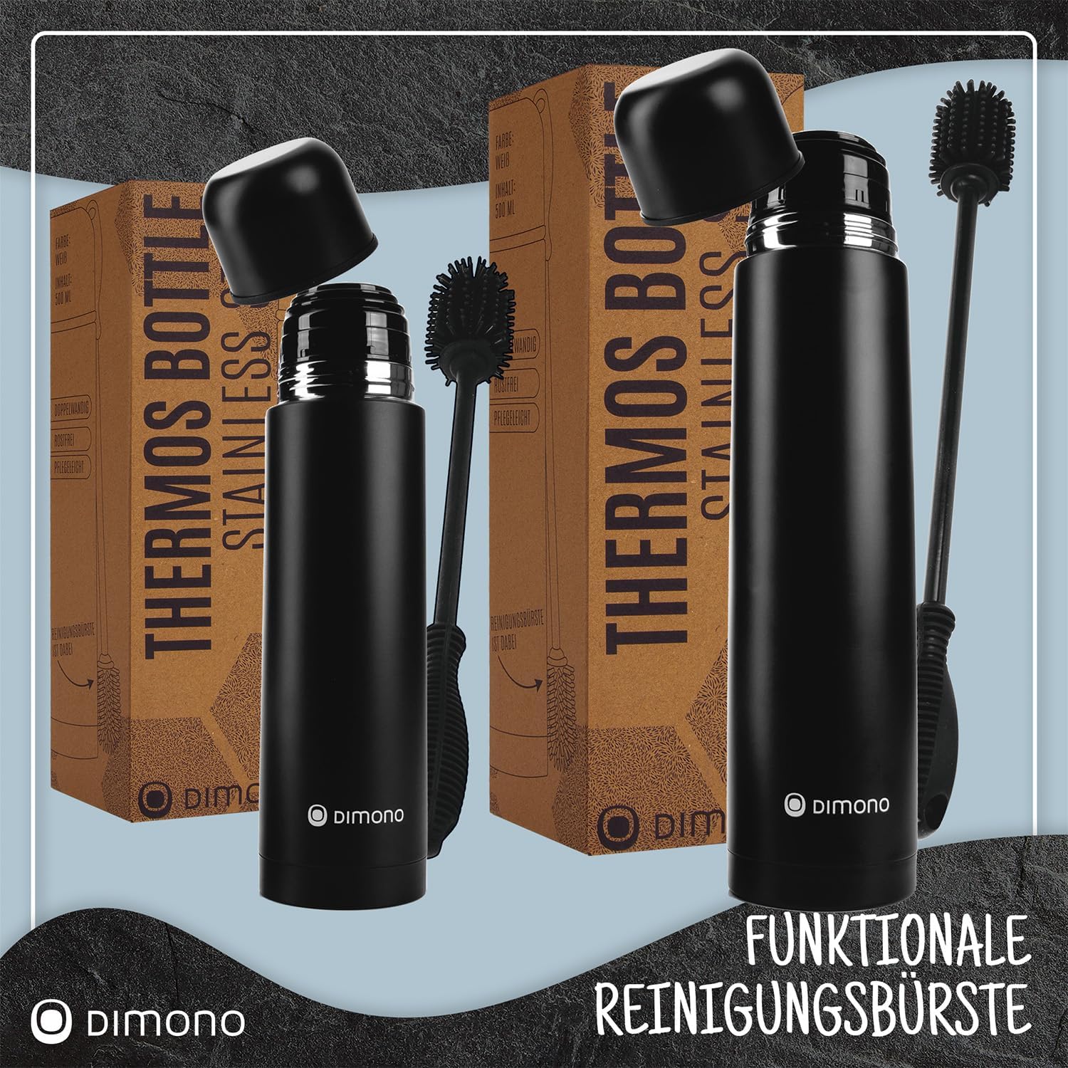 Edelstahl Thermoskanne 1L - Auslaufsichere Isolierflasche 12h heiß