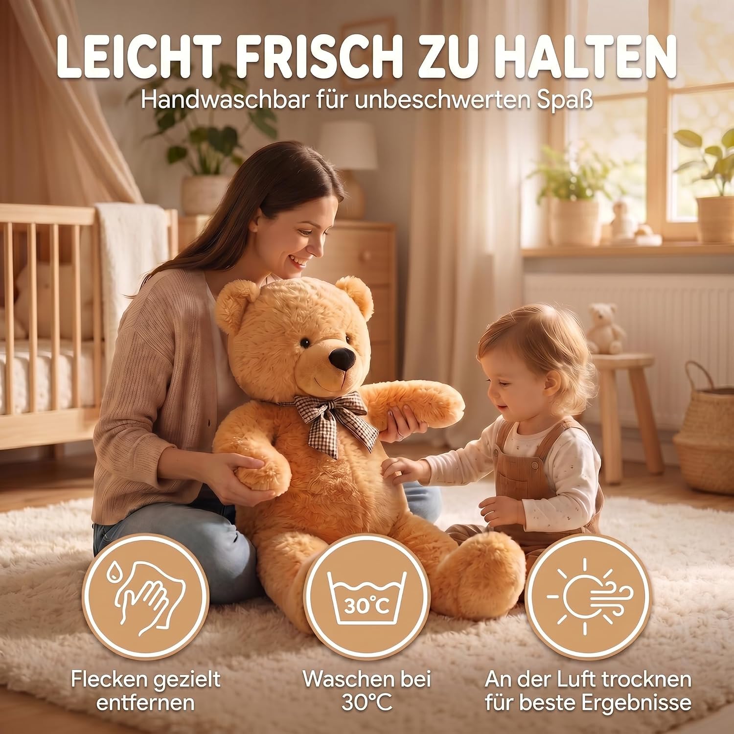 Riesen Teddybär 120 cm XXL – Kuscheliger Plüschbär Hellbraun