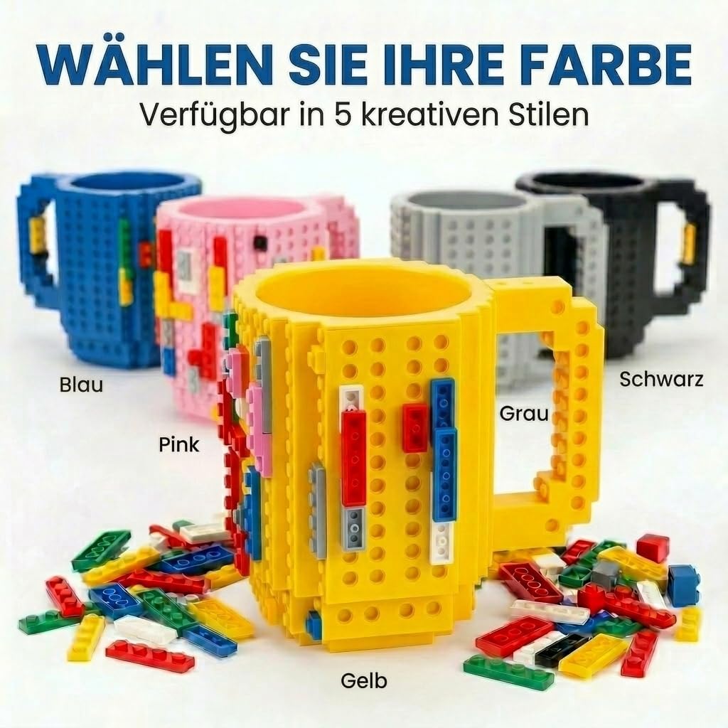 Brick Mug - Bausteine-Kaffeetasse 350ml - Kompatibler DIY Becher