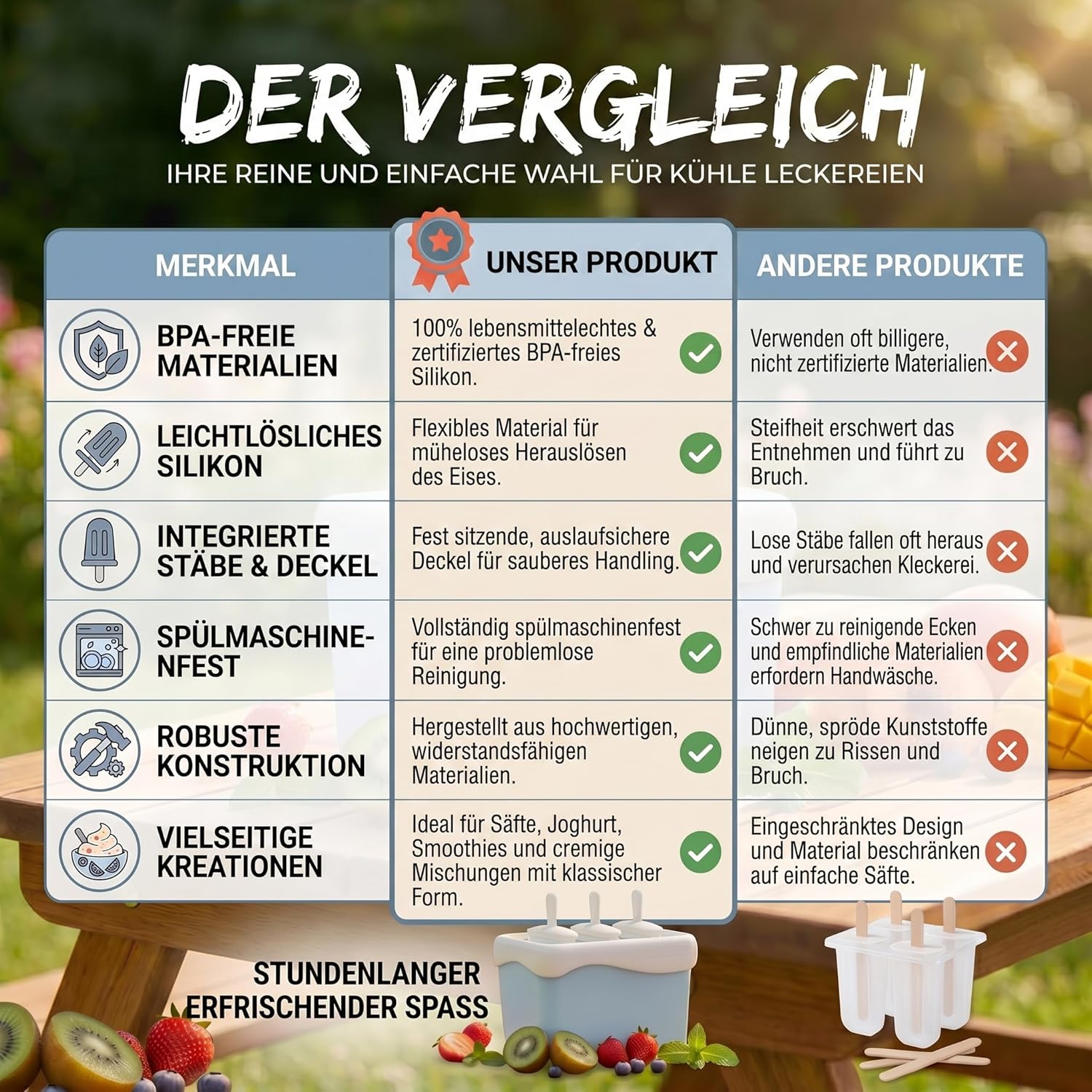 Eismaschine Eis am Stiel - Schneller Eis-Bereiter (15 Min.)