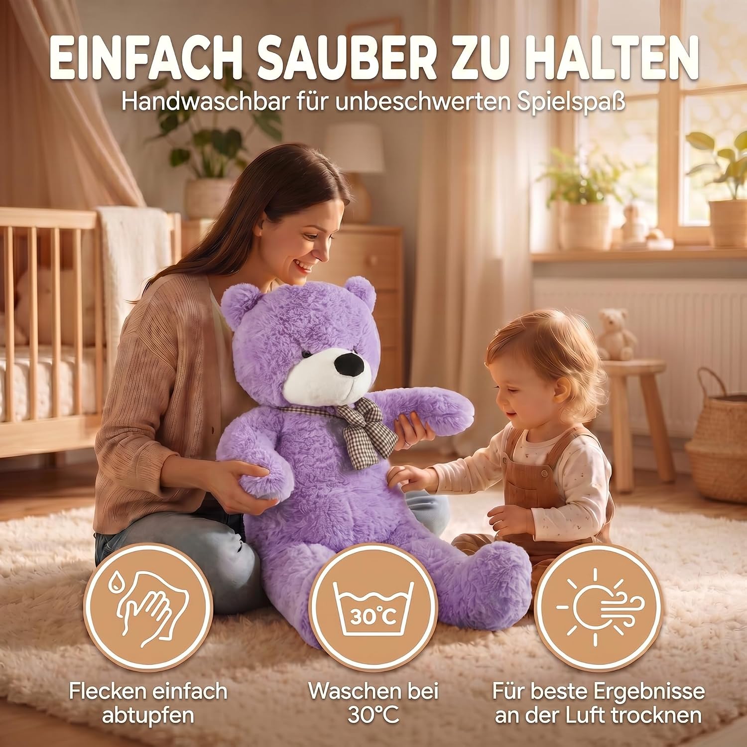 Riesen Teddybär 120 cm XXL – Kuscheliger Plüschbär Hellbraun