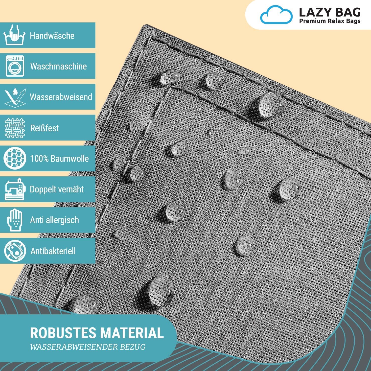 LazyBag Outdoor Sitzsack Junior – Wasserfestes Sitzkissen für Kinder