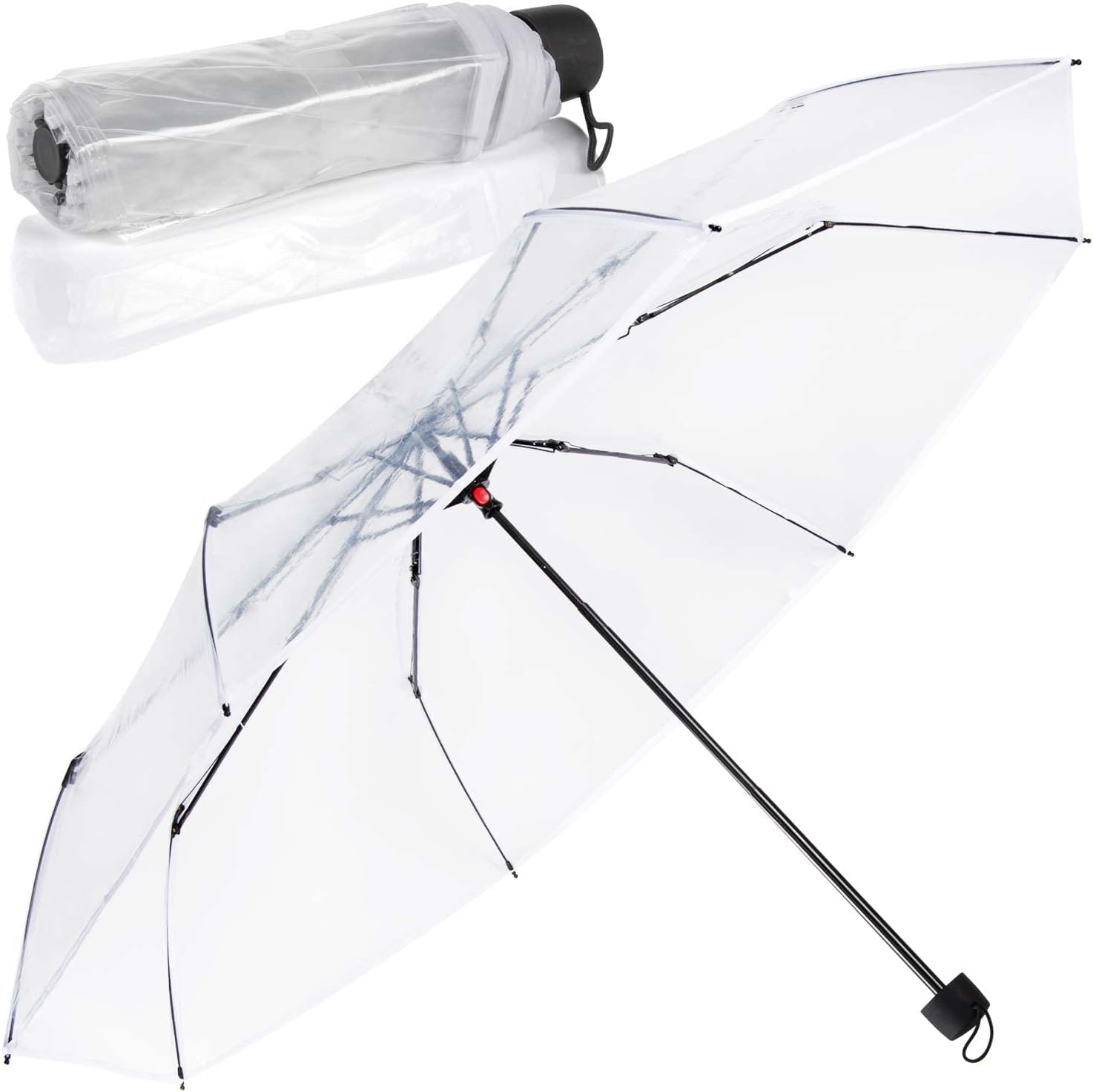 Transparenter Regenschirm 100cm - Durchsichtiger Stockschirm Elegant