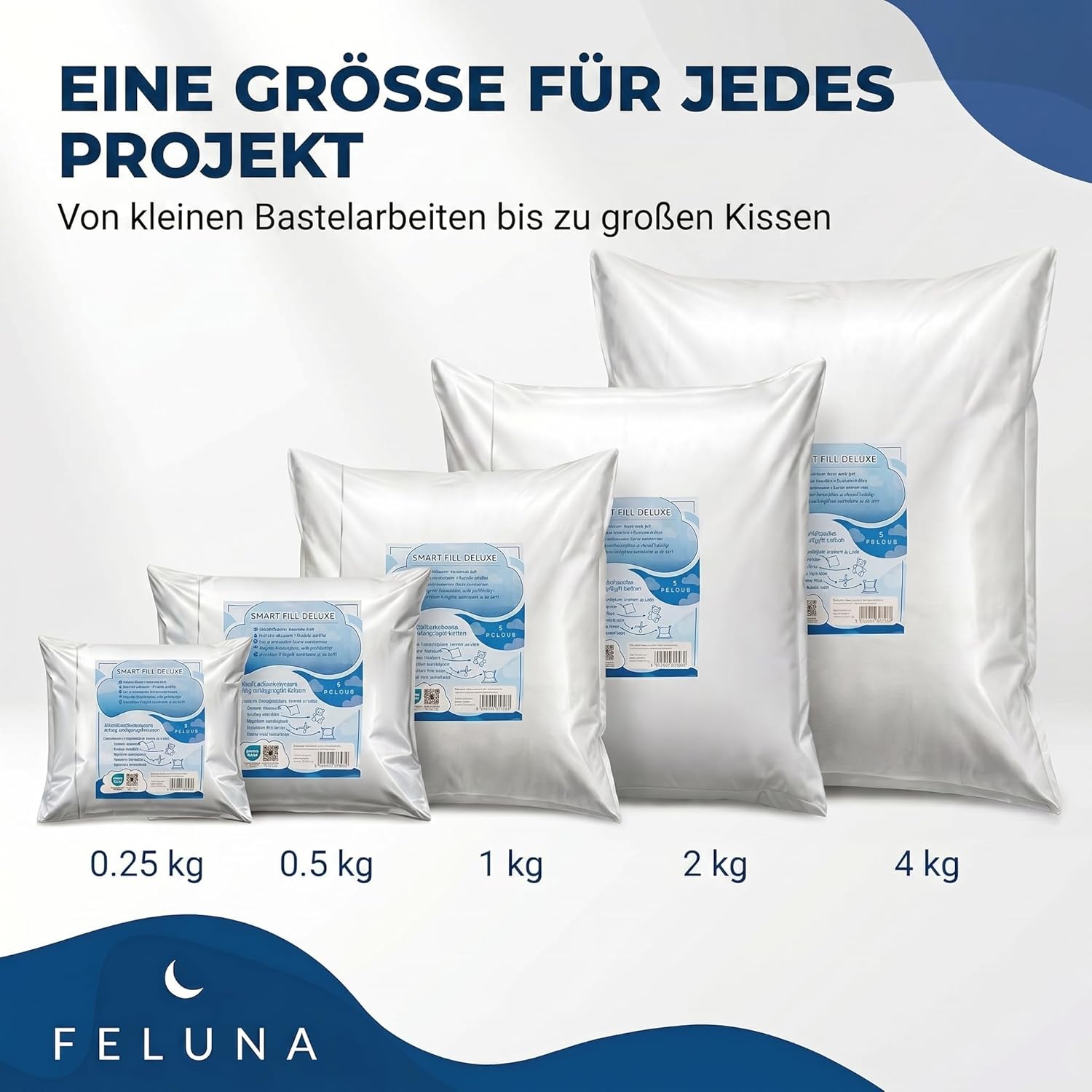 Premium Füllwatte 100% Öko-Tex Polyester für Kissen & Basteln