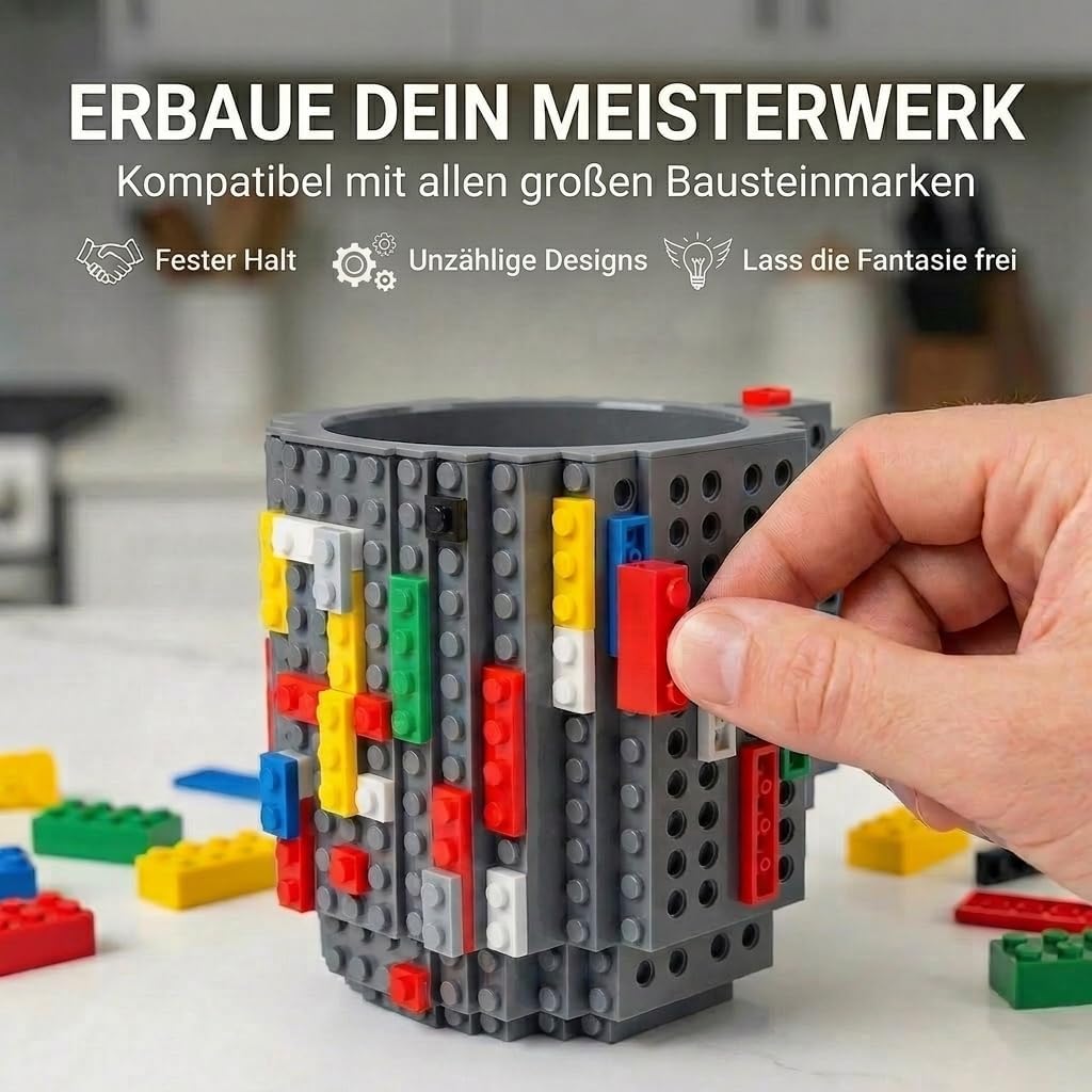 Brick Mug - Bausteine-Kaffeetasse 350ml - Kompatibler DIY Becher