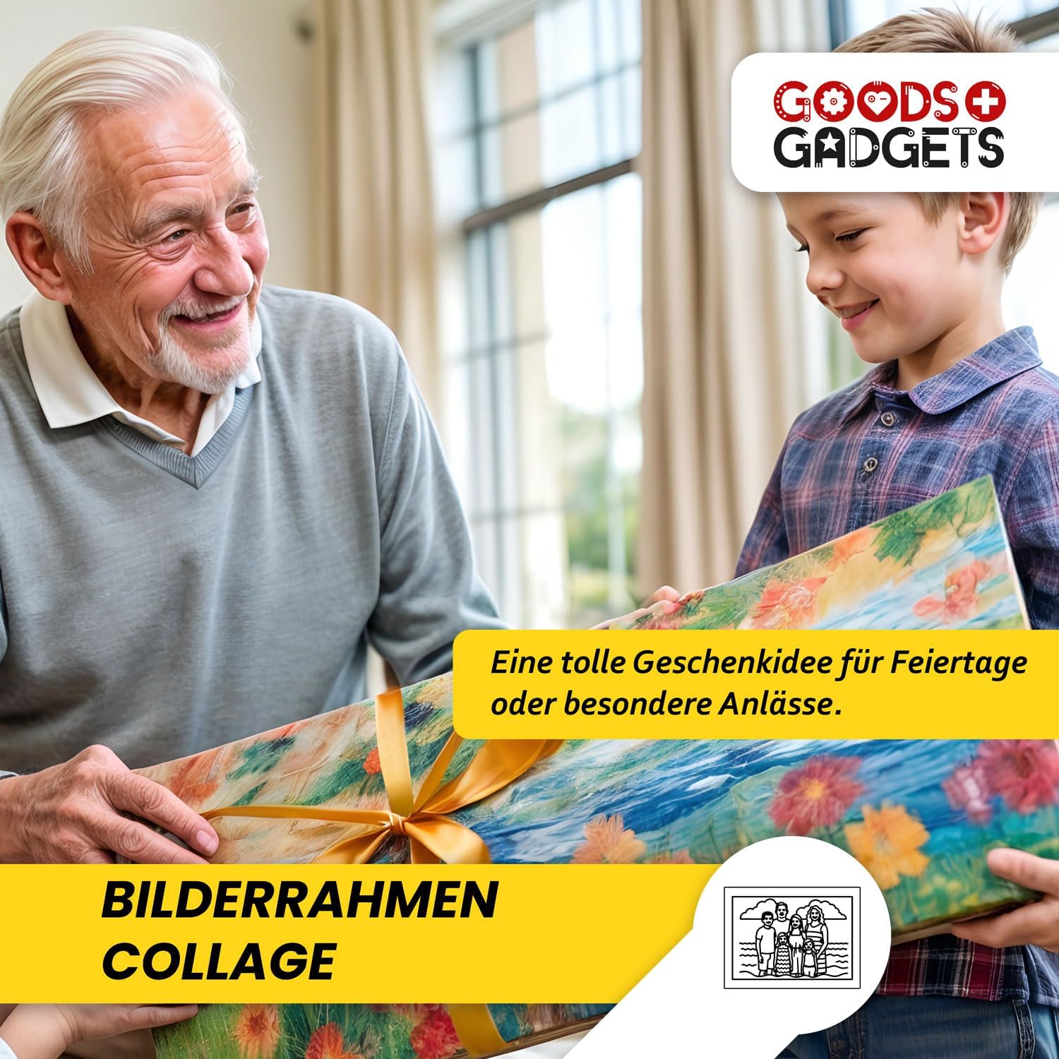 Bilderrahmen-Collage Grau – Wand-Galerierahmen für 7 Fotos