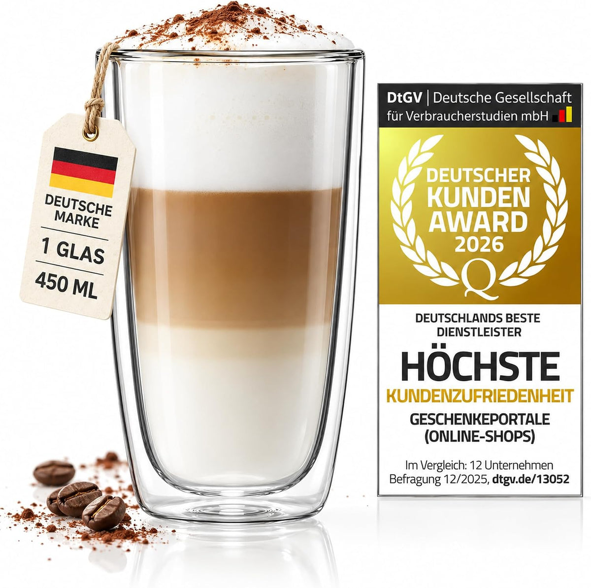 Dimono doppelwandiges Trinkglas 450 ml, 1 Stück, Hero-Bild
