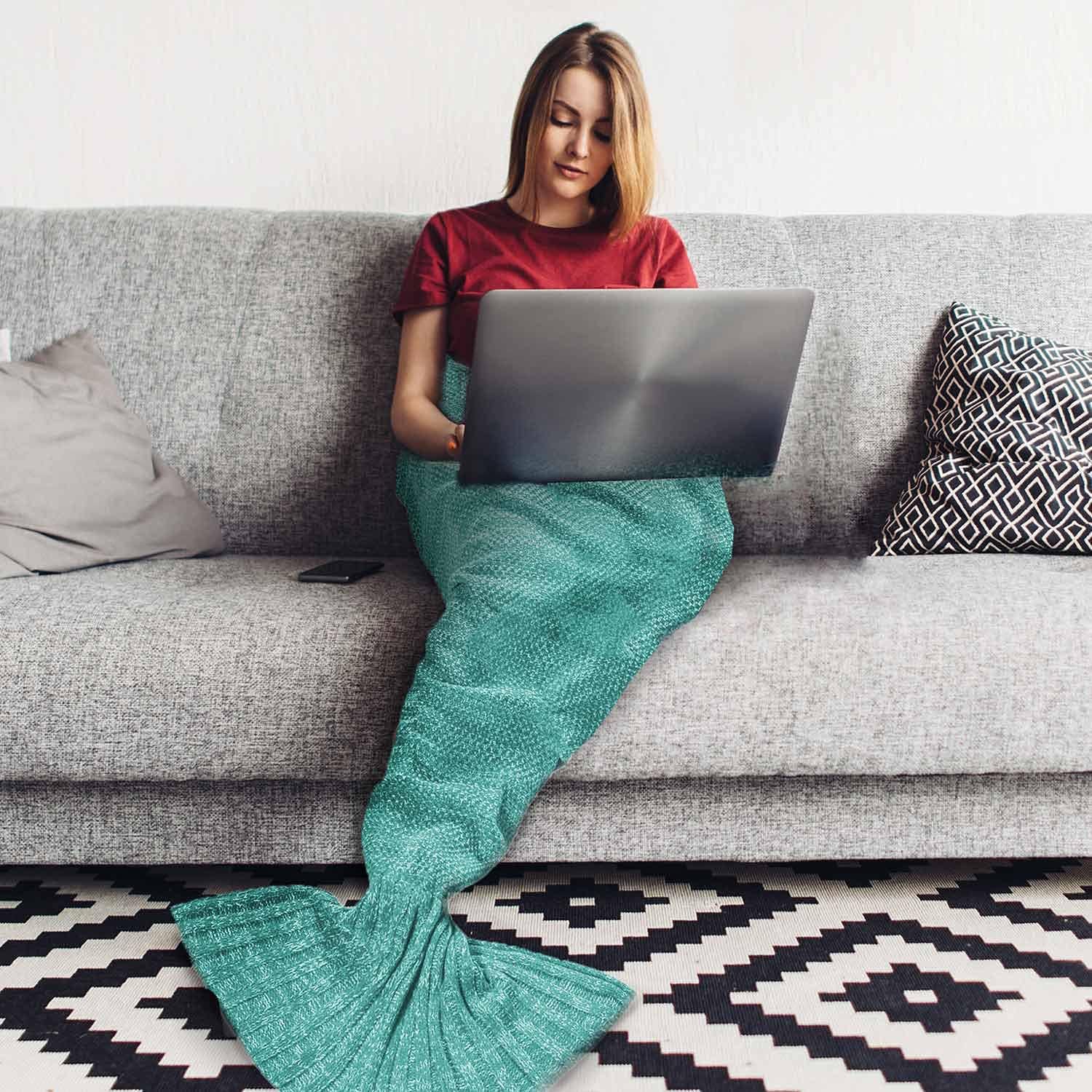 Feluna Meerjungfrau Kuscheldecke – 180x85 cm – Weiche Strickdecke