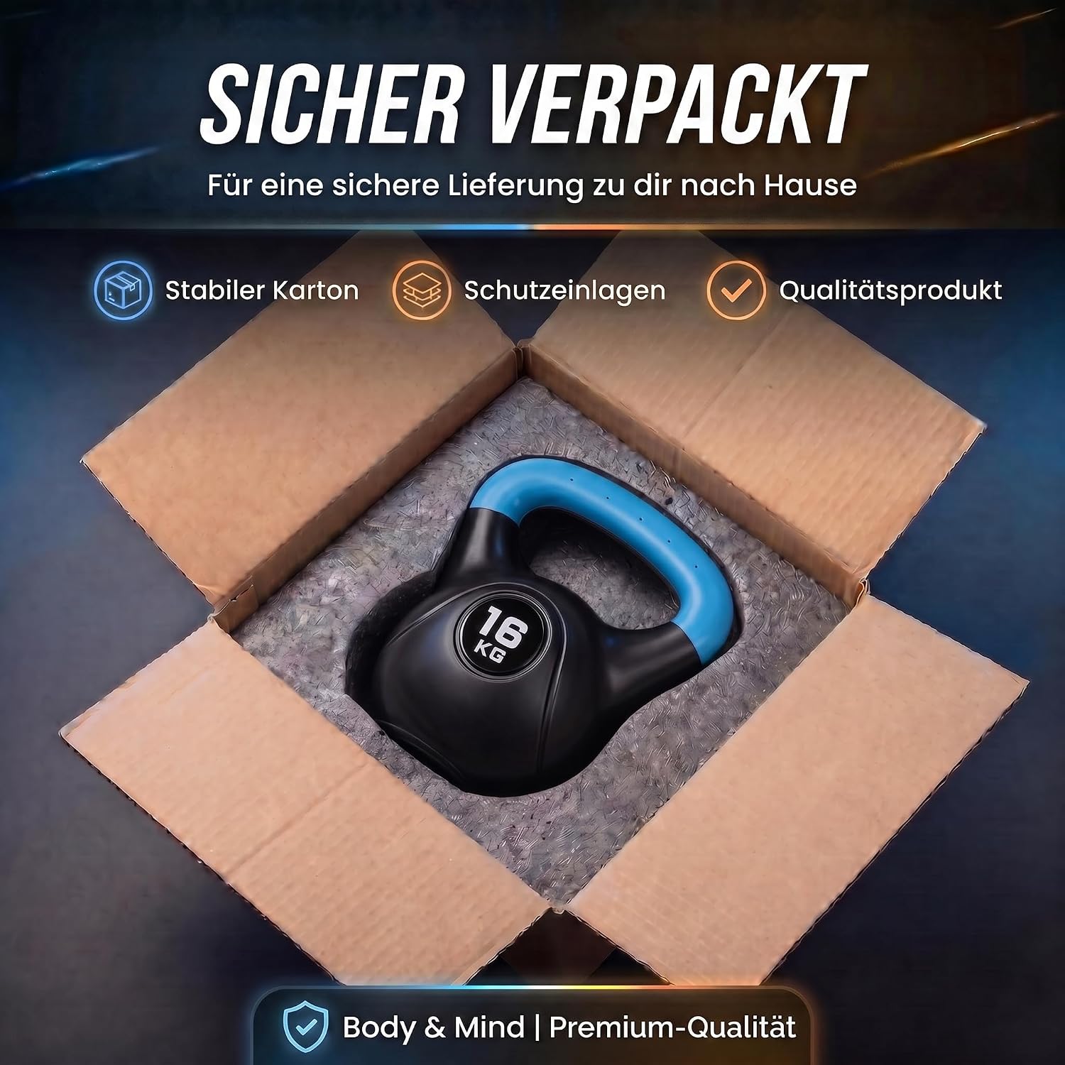 Kettlebell Kugelhantel Deluxe 2-20 kg – Bodenschonendes Krafttraining