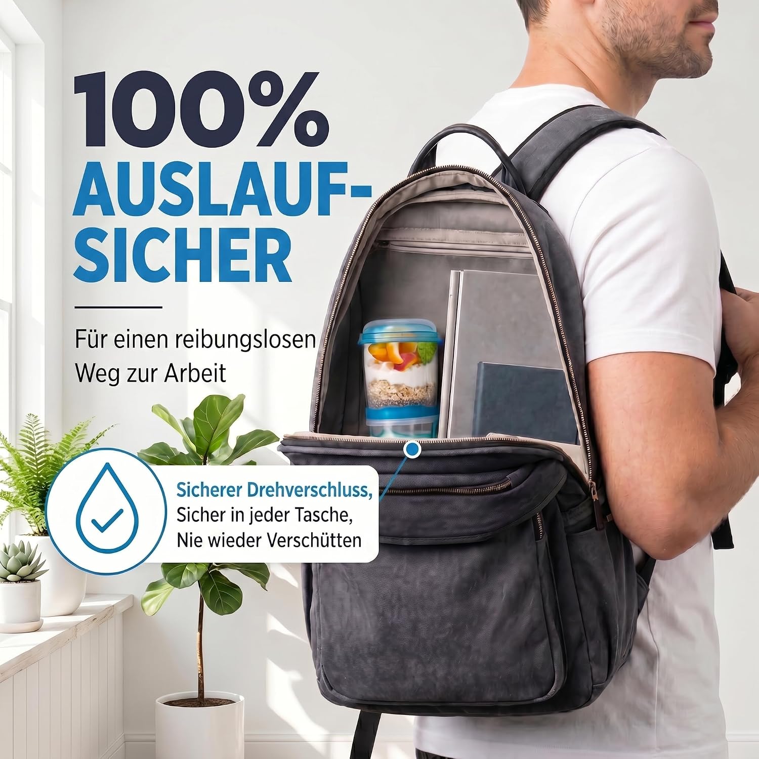 Müsli-to-Go Becher mit Löffel - Dein auslaufsicherer Snack-Begleiter