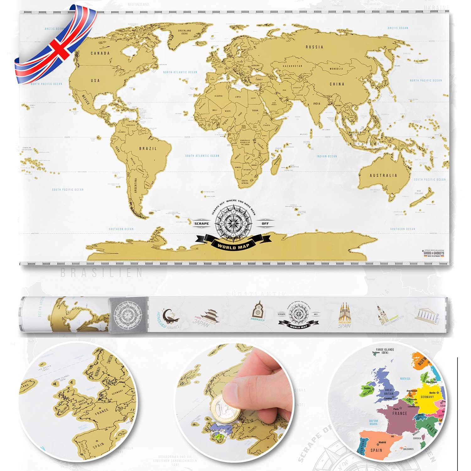 Weltkarte zum Freirubbeln – Englische Edition – Scratch-Off-Poster
