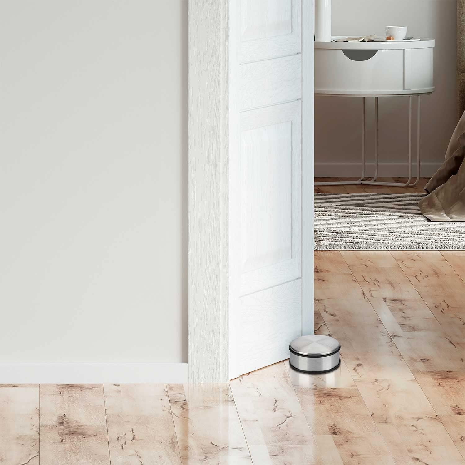 Edler Edelstahl Türstopper - Schwerer Boden-Türpuffer mit Gummiring