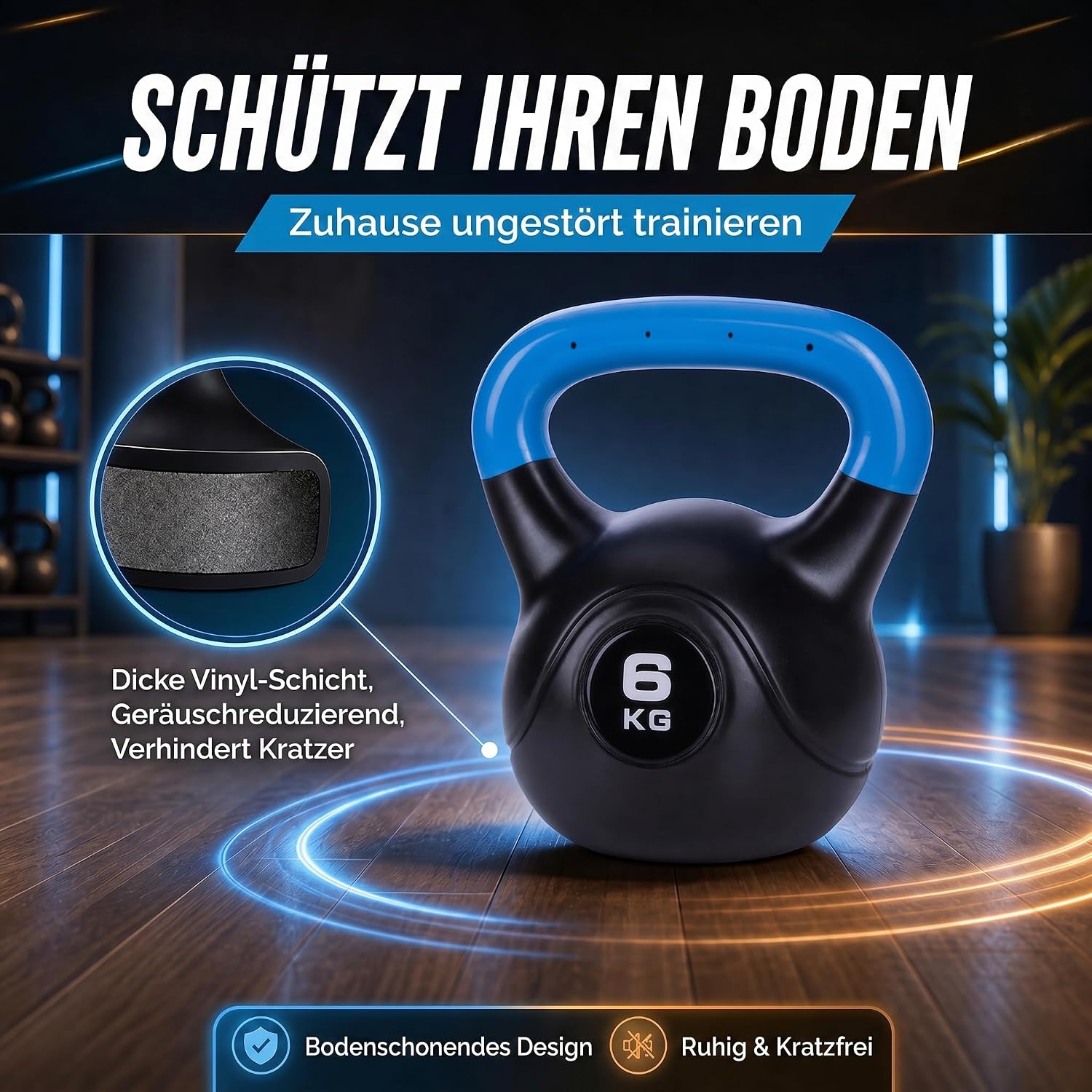 Kettlebell Kugelhantel Deluxe 2-20 kg – Bodenschonendes Krafttraining