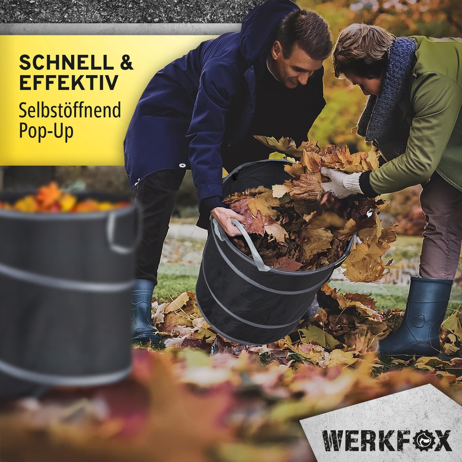 Pop-Up Garten-Abfallsack - Selbststehender Laubsack, 215 Liter