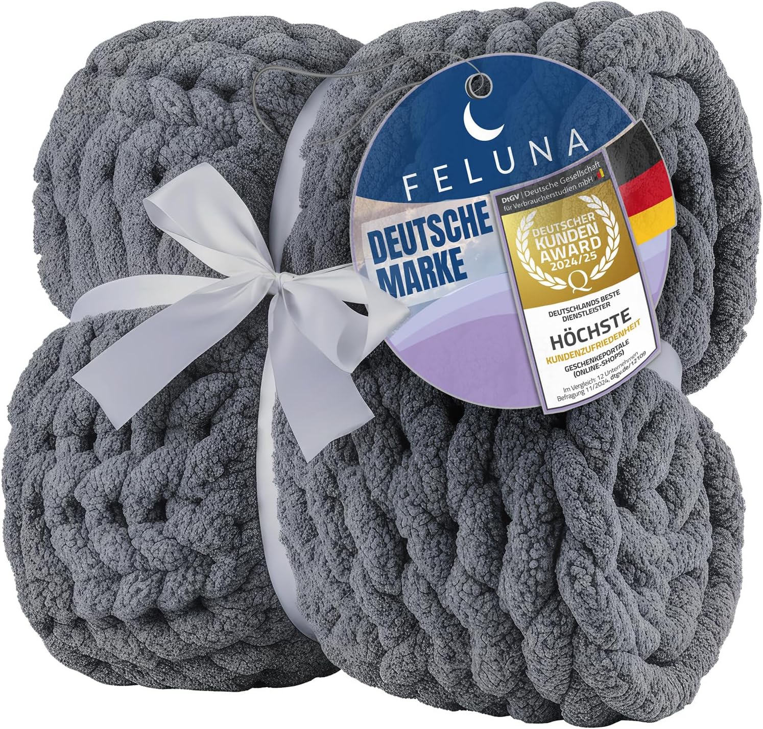 Feluna Grob gestrickte Kuscheldecke – Flauschige Wohndecke XXL