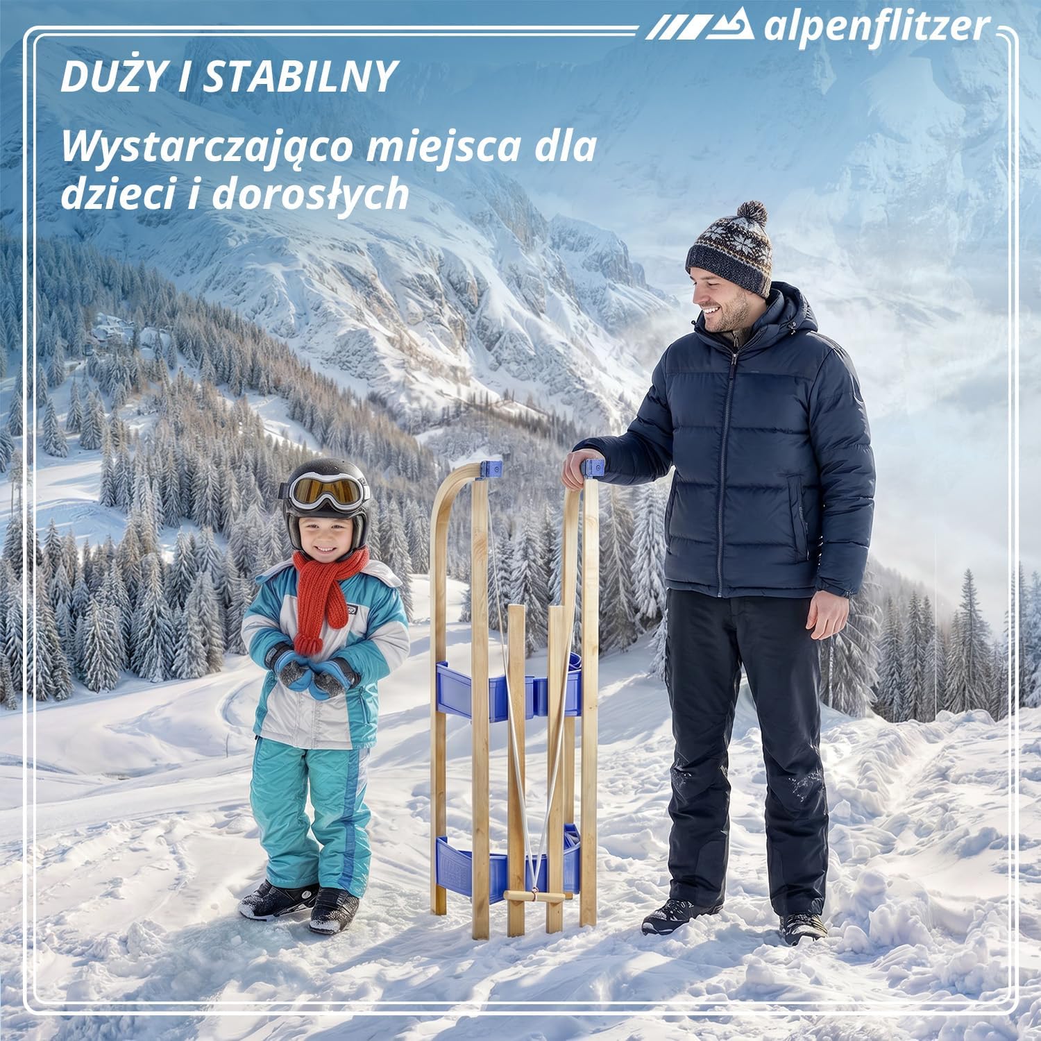 Klappbarer Holzschlitten 110 cm - Robuster Davoser Rodel