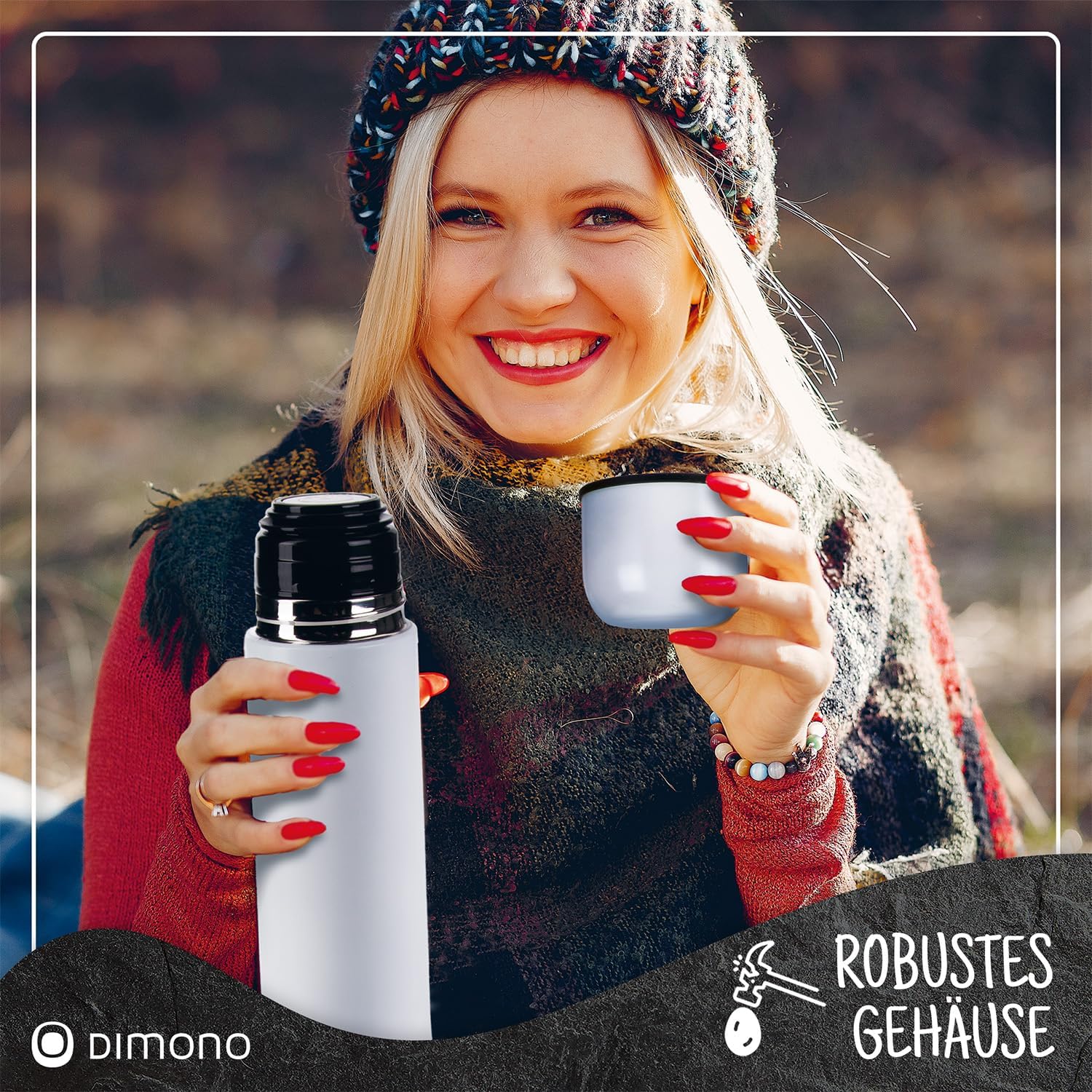 Edelstahl Thermoskanne 1L - Auslaufsichere Isolierflasche 12h heiß