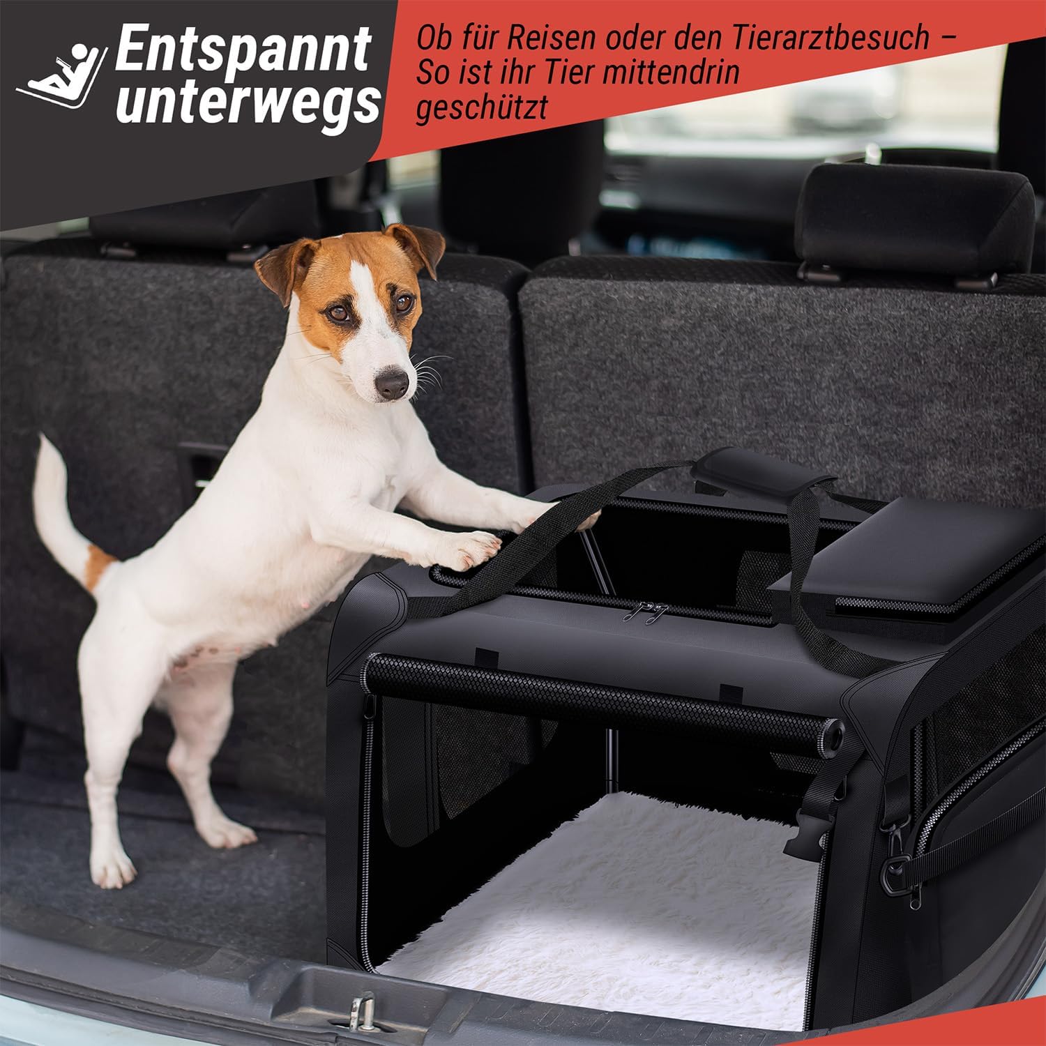 Faltbare Hundetransportbox Gr. L - Stabile Hundebox fürs Auto