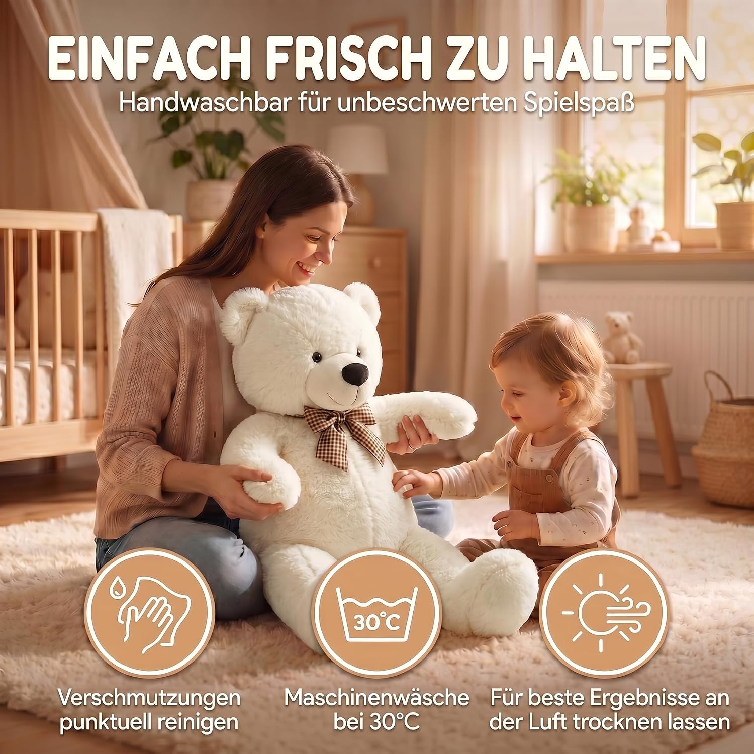 Riesen Teddybär 120 cm XXL – Kuscheliger Plüschbär Hellbraun