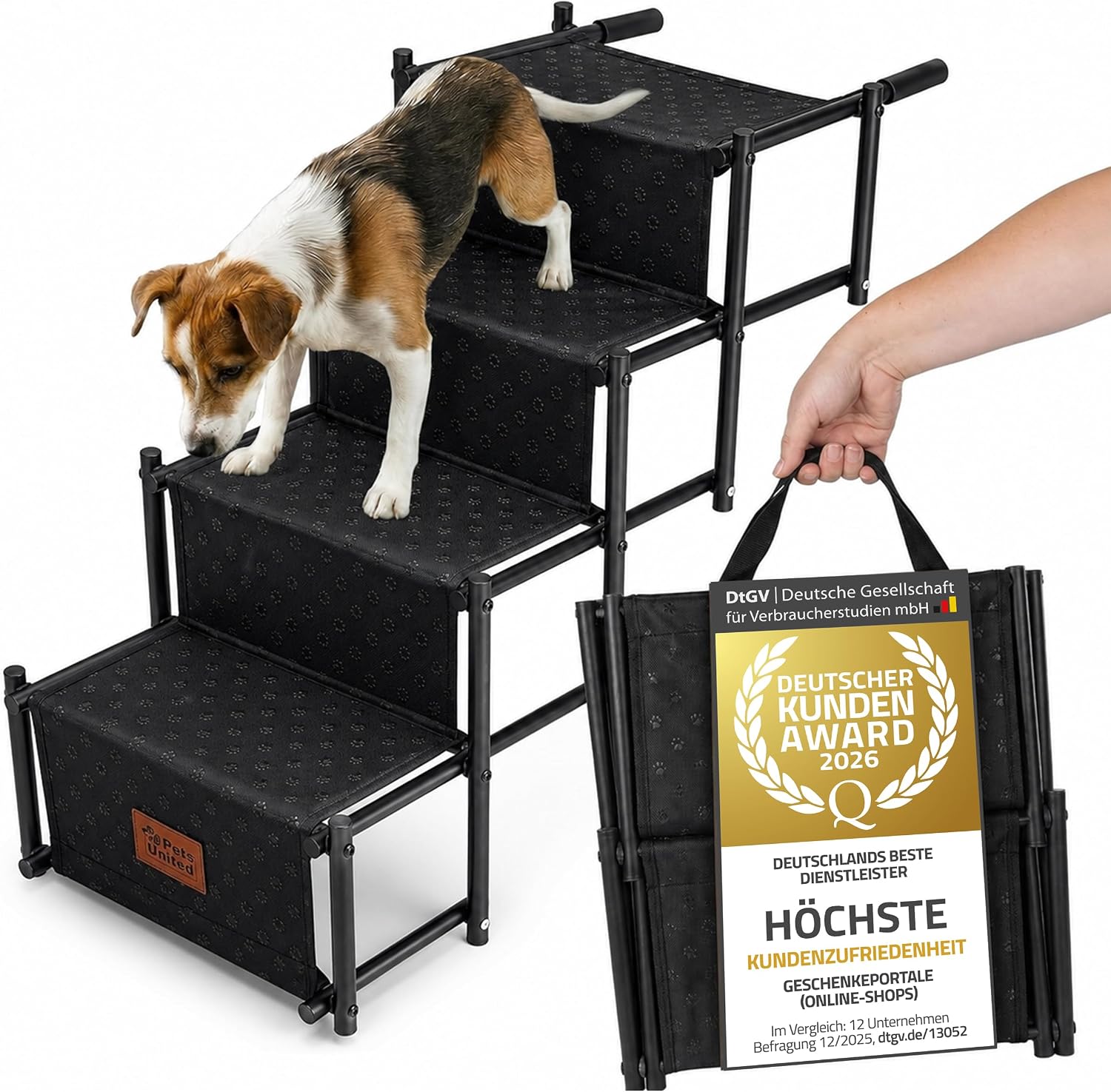 Faltbare Teleskop-Hundetreppe bis 70kg – Stabile Einstiegshilfe