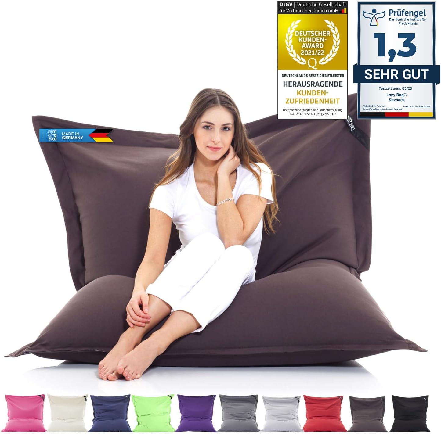 LazyBag XXL Sitzsack 180x140 cm aus Baumwolle – 400L Komfort