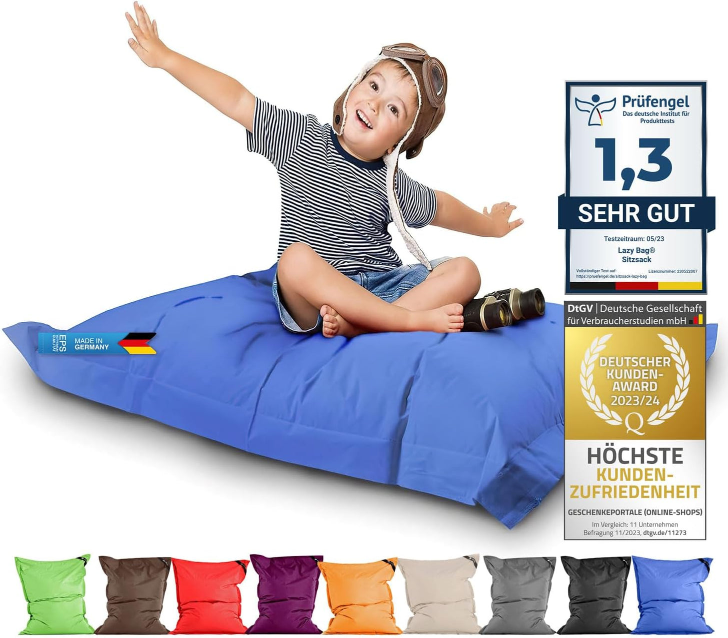 LazyBag Outdoor Sitzsack Junior – Wasserfestes Sitzkissen für Kinder