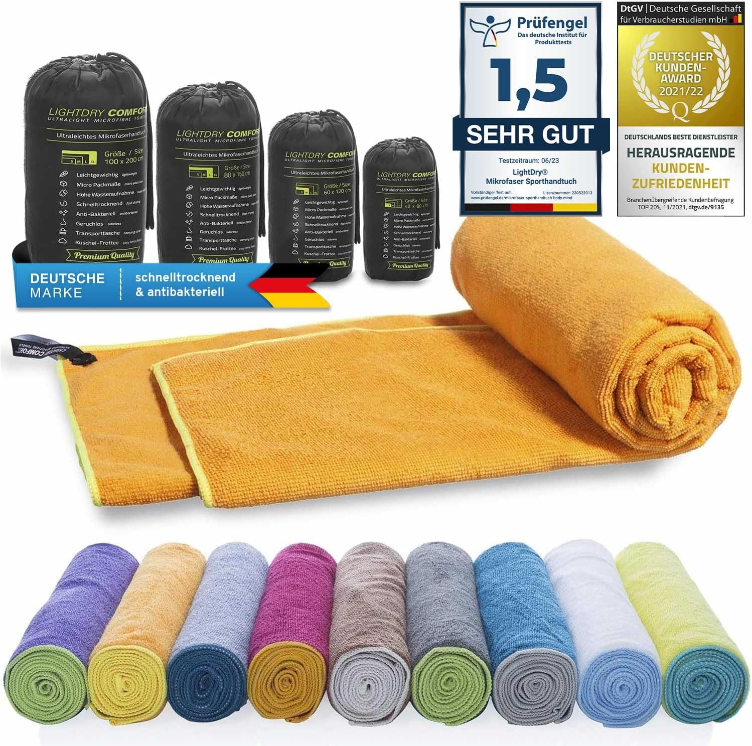 Premium Mikrofaser Reisehandtuch 80x40 cm - Schnelltrocknend & Leicht