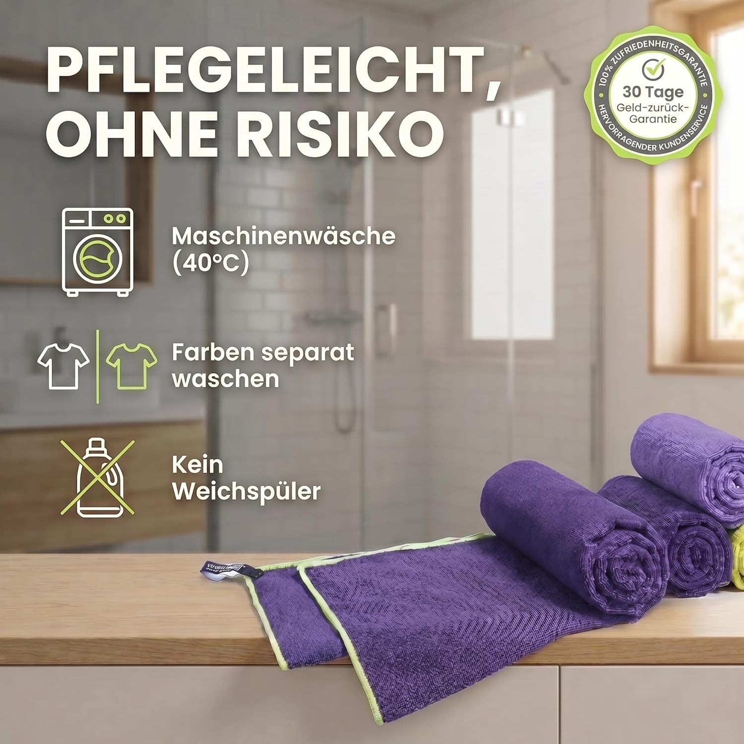 Mikrofaser Reisehandtuch 80x40 cm - Schnelltrocknend & Kompakt Lila