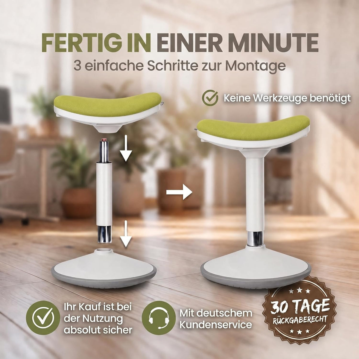 Ergonomischer Stehhocker 35-45cm - Höhenverstellbare Stehhilfe
