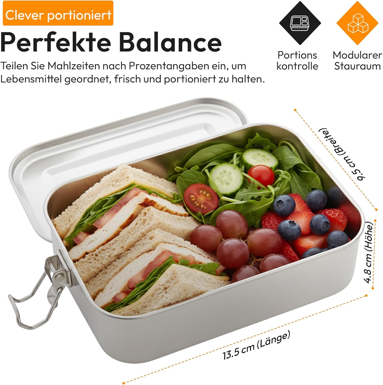 Edelstahl Lunchbox mit Baumwollbeutel – Auslaufsichere Bento-Box