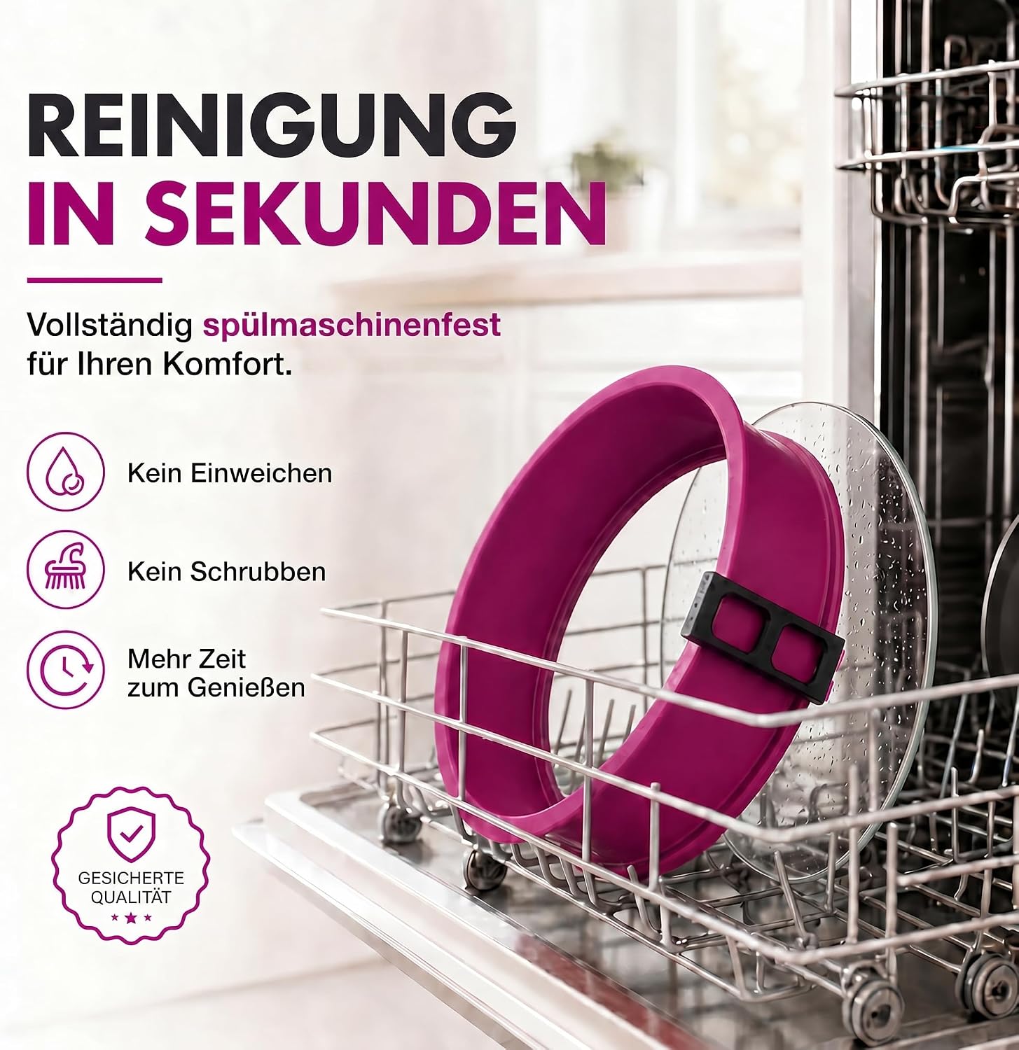 Silikon-Springform 23cm mit Glasboden – Auslaufsicher & Antihaft