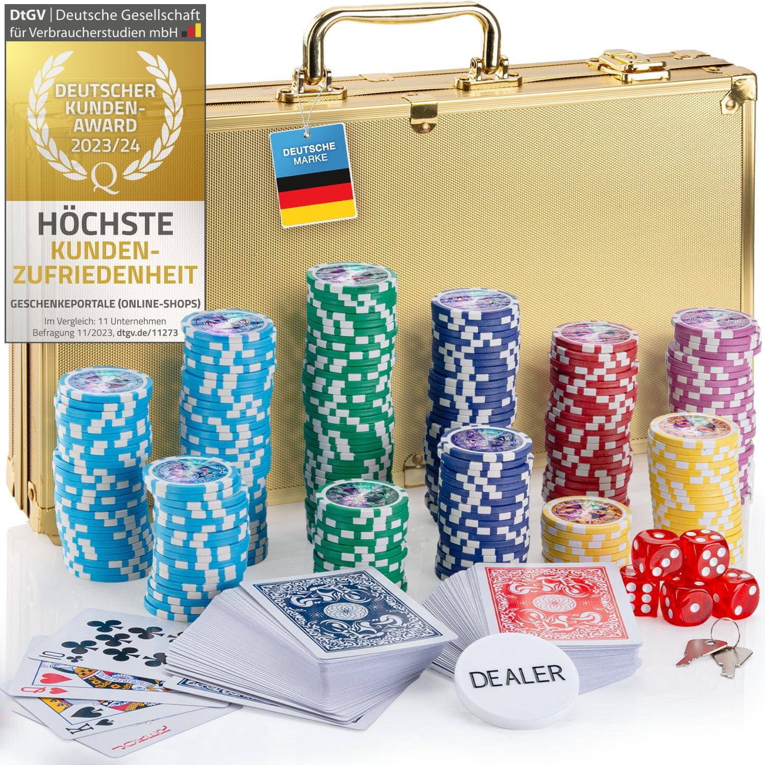 Profi Pokerset mit 500 Chips & Alu-Koffer – Casino-Feeling für Zuhause