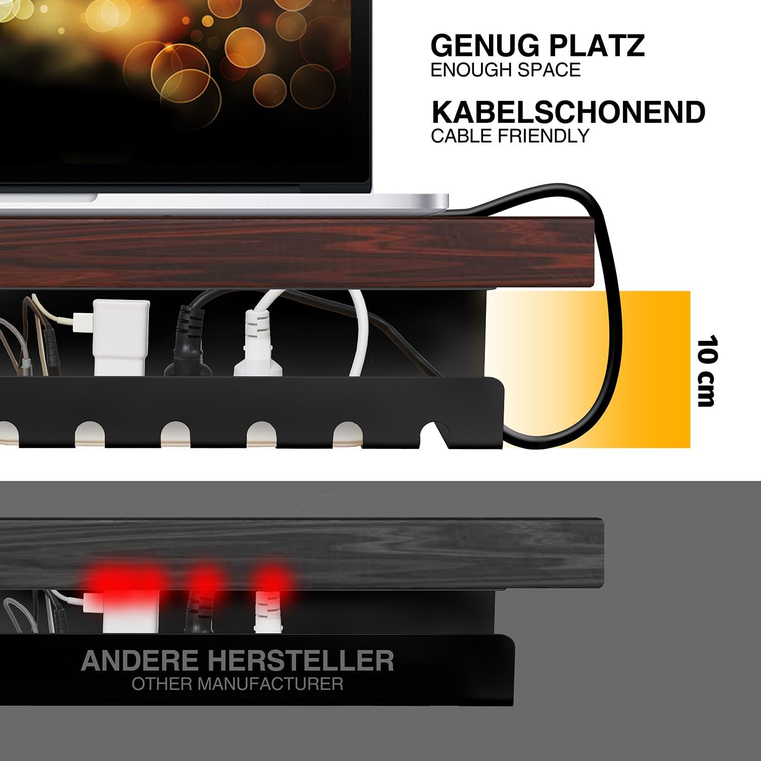 Kabelkanal Schreibtisch 2er Set - Kabelmanagement Ordnungssystem