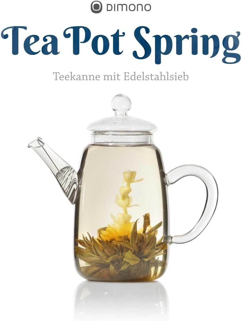 Elegante Glasteekanne 600ml mit Teesieb - Hitzebeständig & Tropffrei