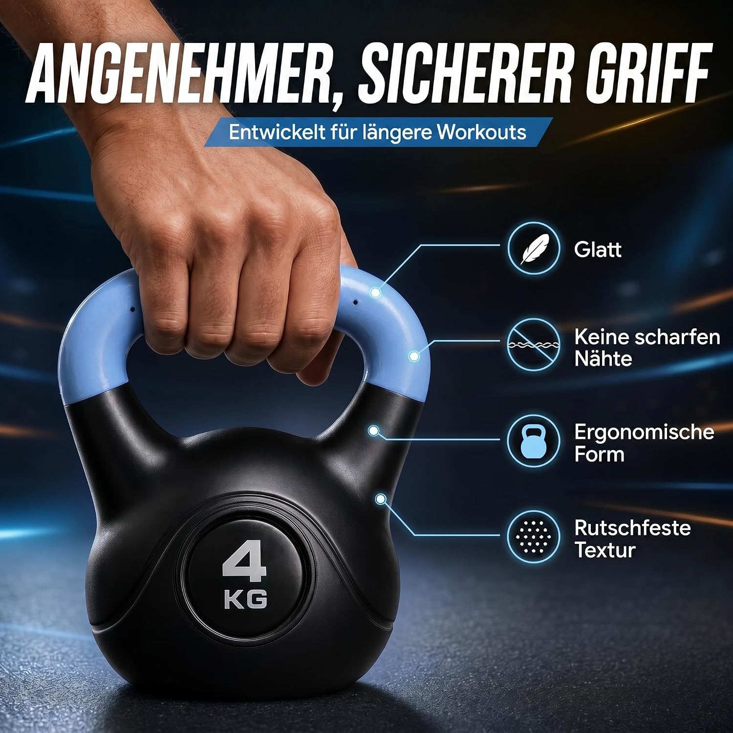 Kettlebell Kugelhantel Deluxe 2-20 kg – Bodenschonendes Krafttraining