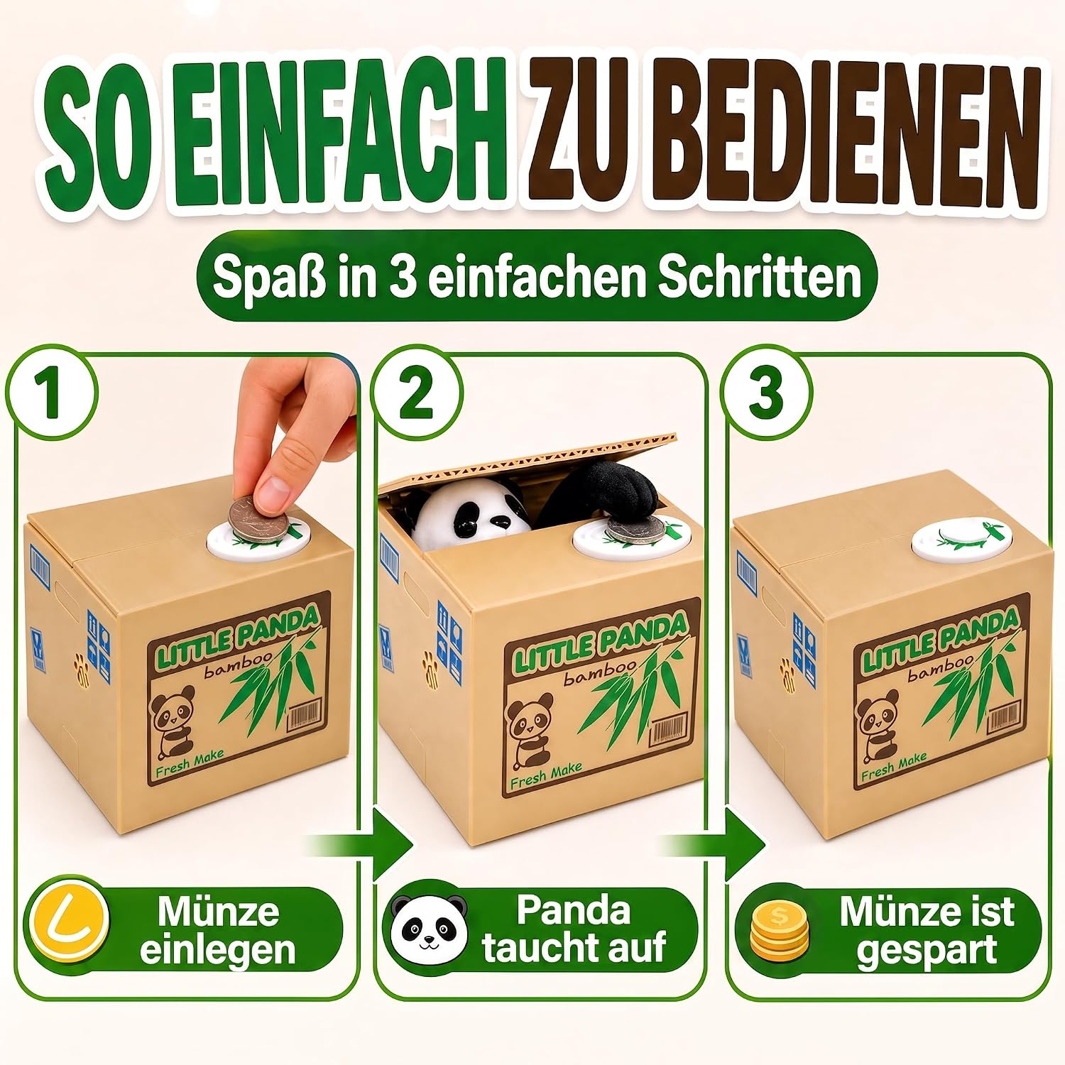 Little Panda Spardose - Lustiges elektronisches Sparschwein