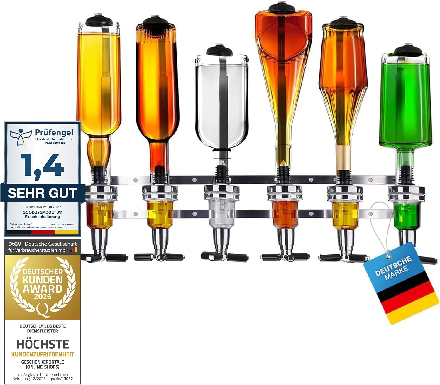 4-fach Wand-Spirituosenspender - Hochwertiger Bar-Butler & Portionierer