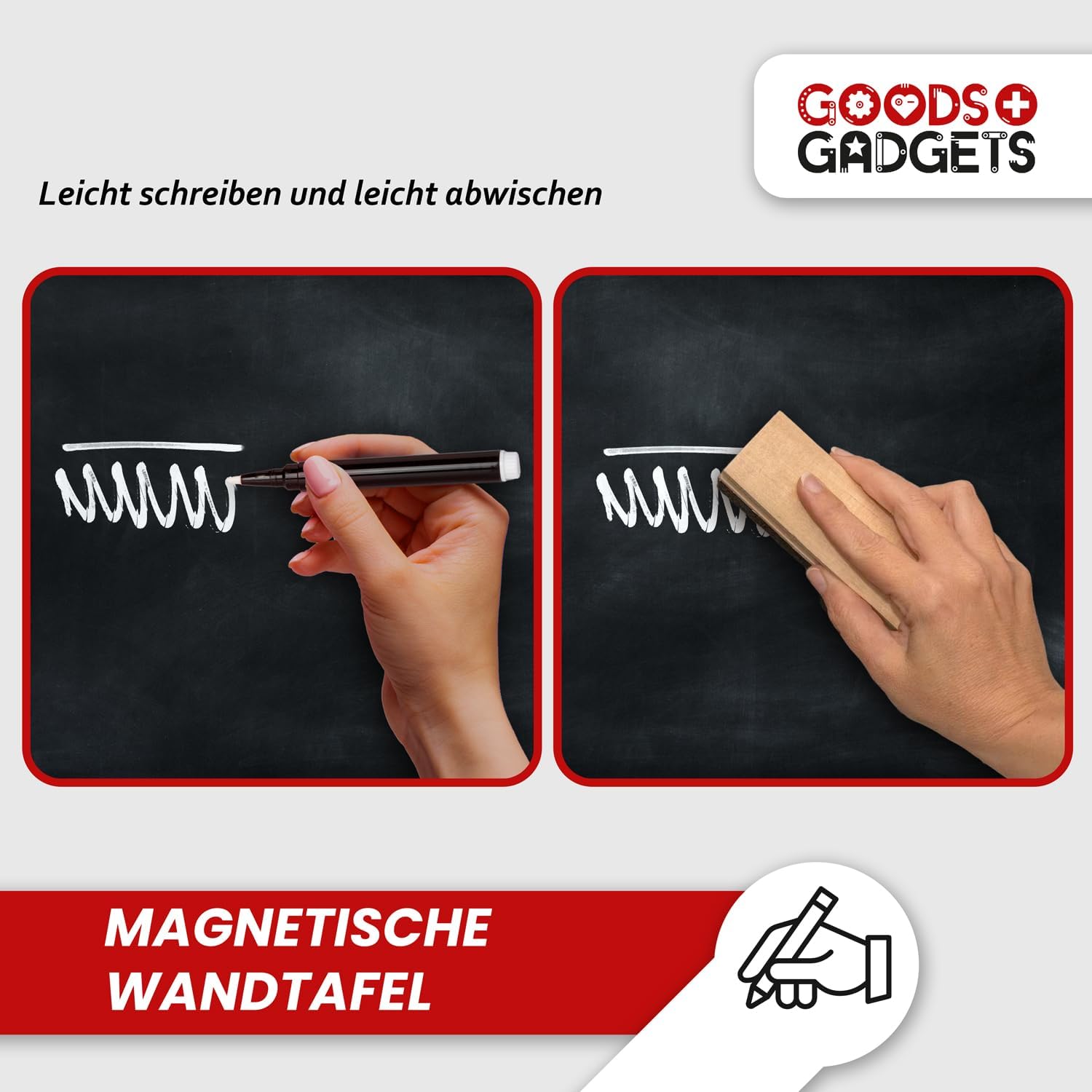 Magnetische Kreidetafel mit Holzrahmen – 26 x 35 cm – Wandtafel