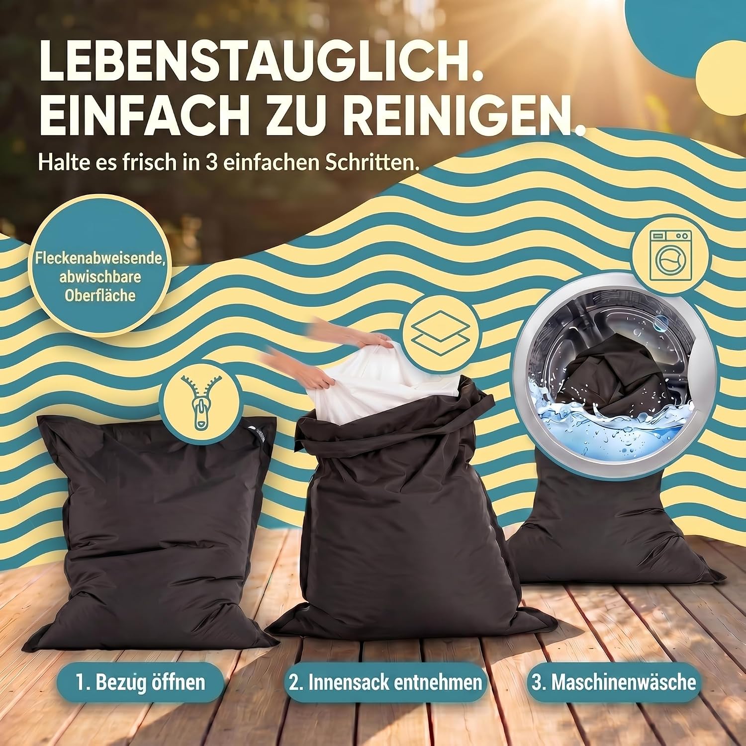 LazyBag XXL Sitzsack - Wasserfestes Outdoor Sitzkissen 180x140 cm