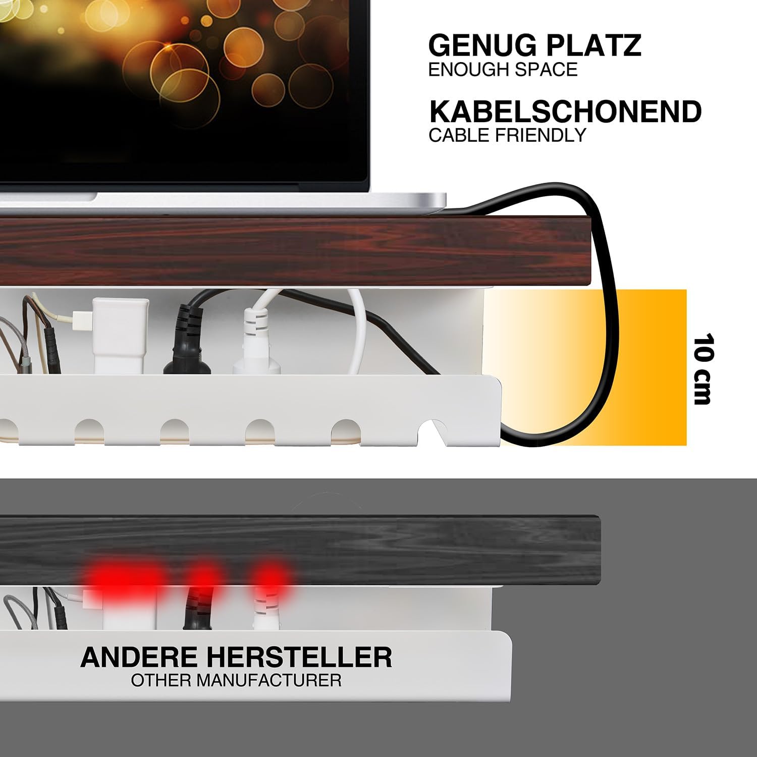 Kabelkanal Schreibtisch 2er Set - Kabelmanagement Ordnungssystem