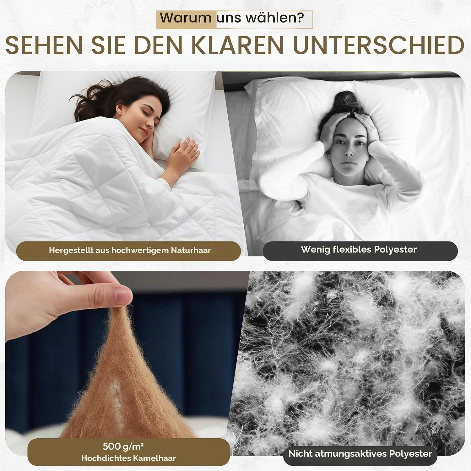 Hochwertige Kamelhaar-Ganzjahresdecke – Temperaturregulierend & weich