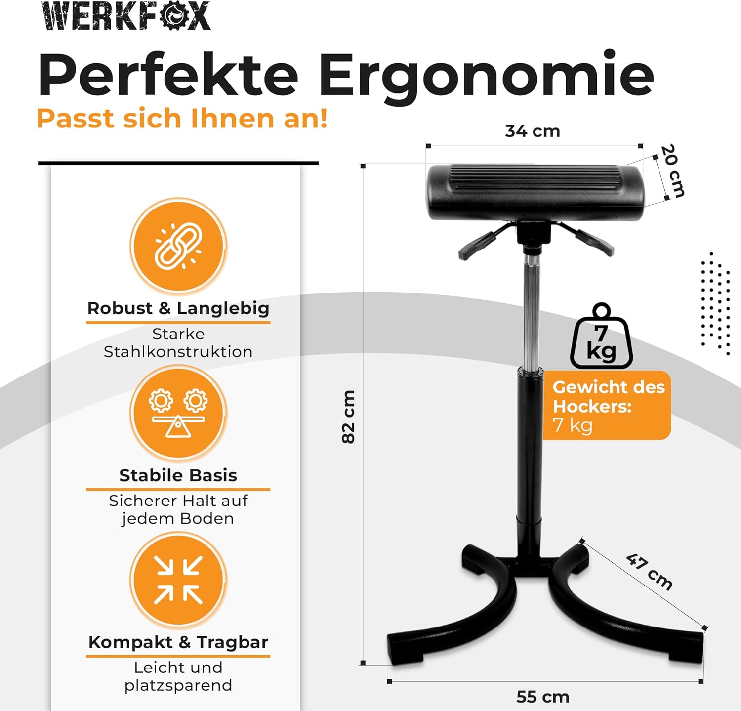 Ergonomischer Stehhocker & Stehhilfe – Höhenverstellbarer Bürostuhl