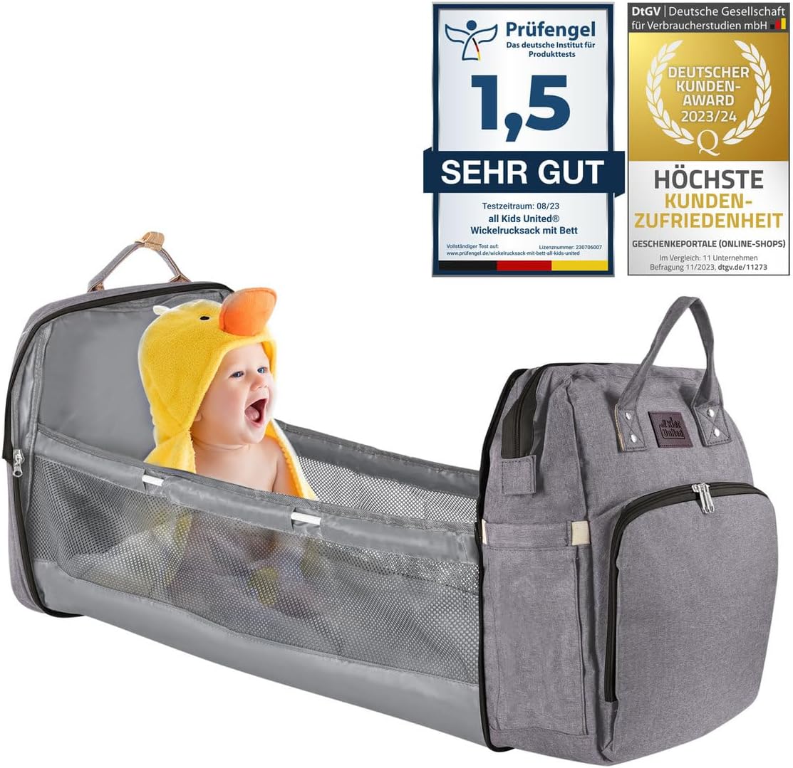 all Kids United® 2in1 Wickelrucksack & Reisebett – Premium Qualität
