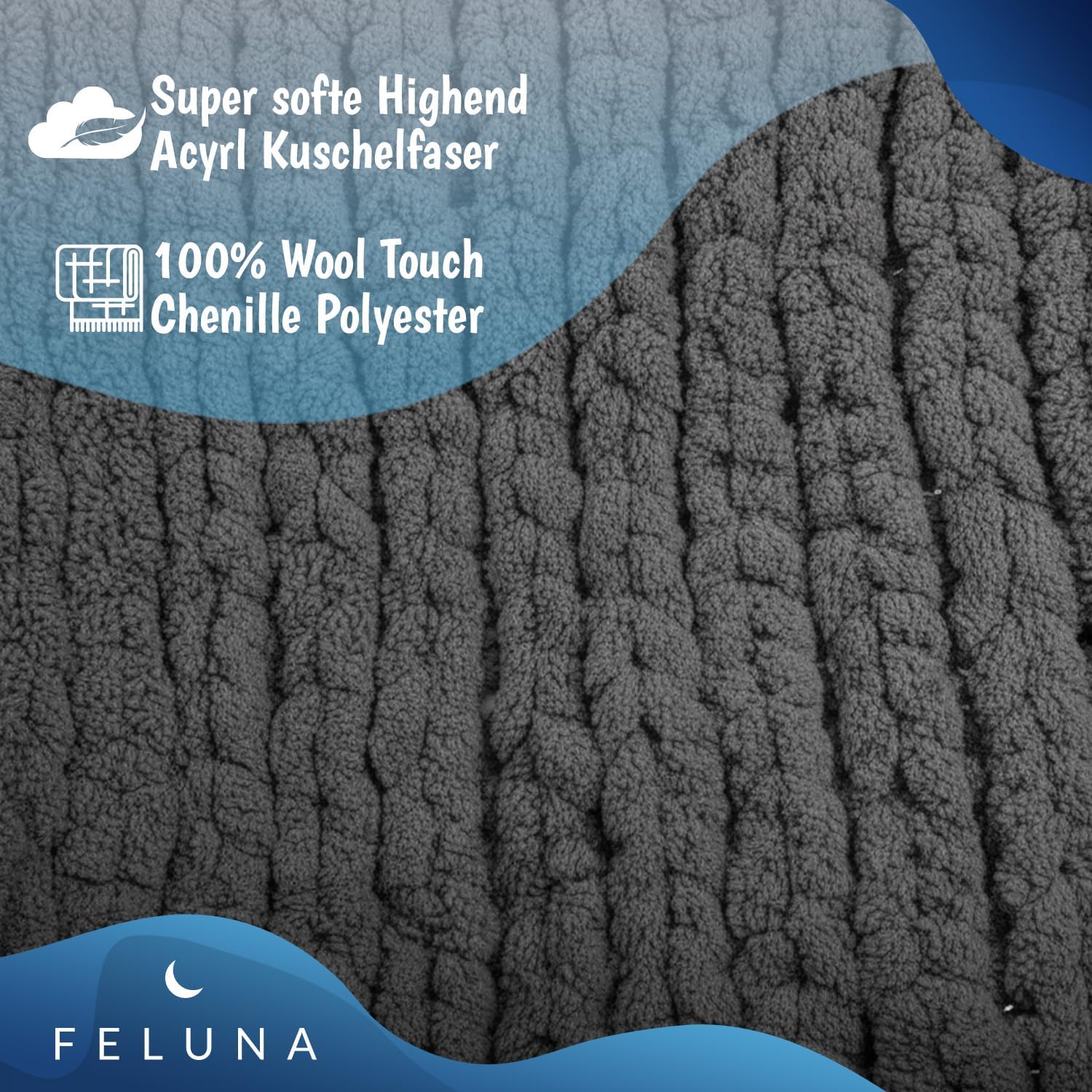 Feluna Grob gestrickte Kuscheldecke – Flauschige Wohndecke XXL