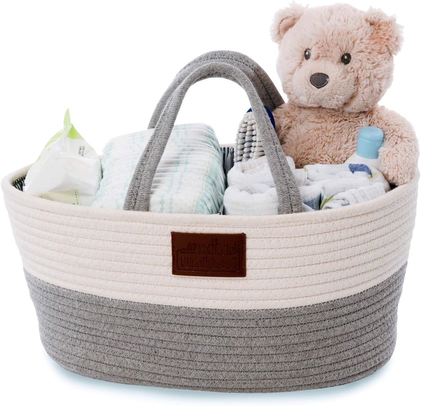 Wickeltasche Baby Organizer - Stabiler Windelkorb aus Leinen