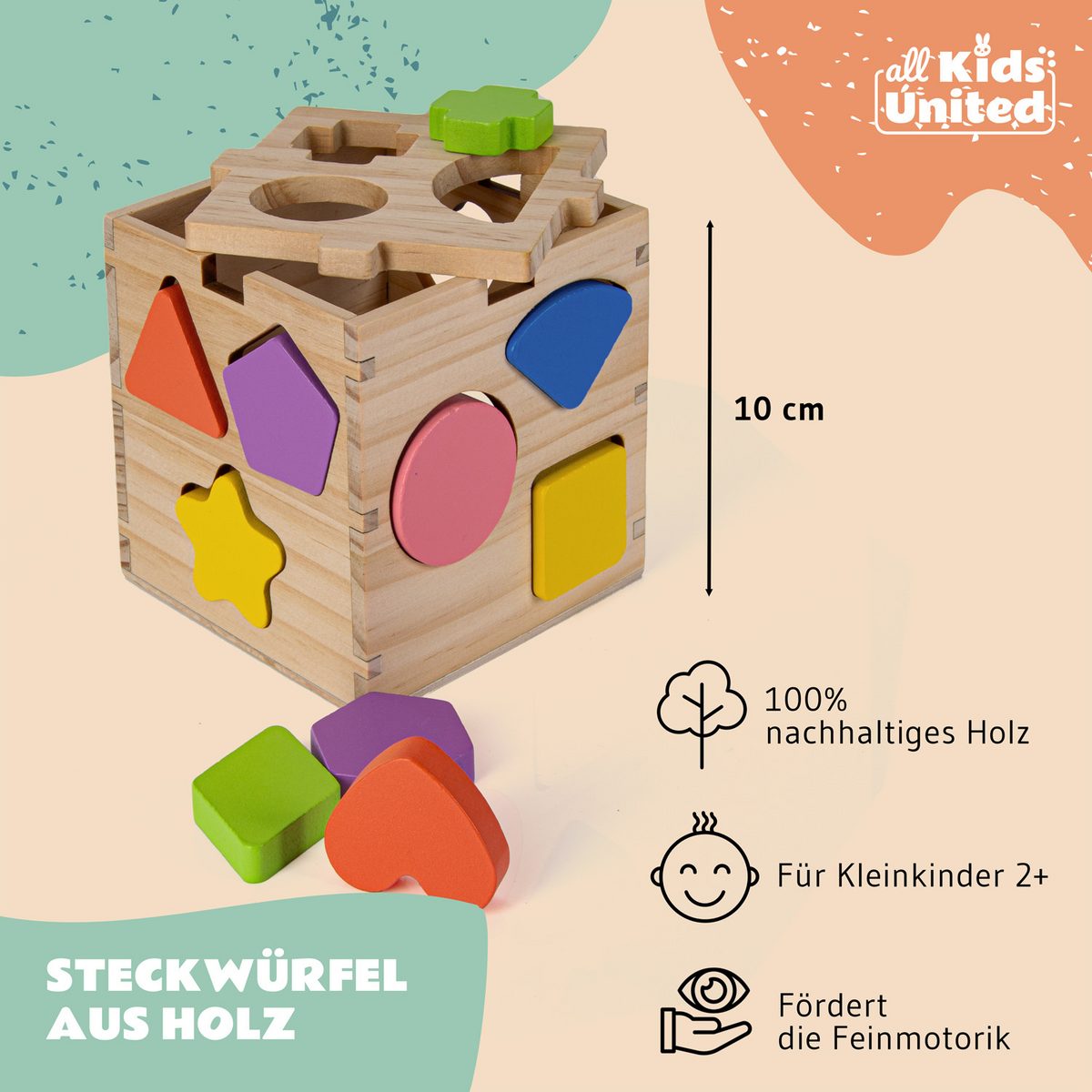 Holz Steckwürfel Kiste - Lernspielzeug für Feinmotorik – PT04