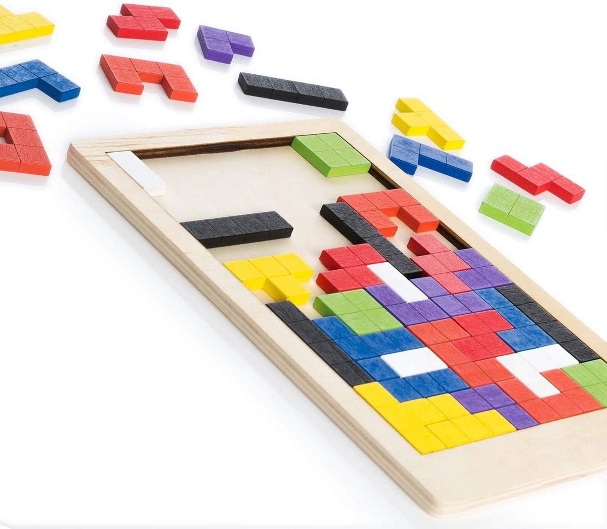 Holzpuzzle Tetris Design - Montessori Knobelspiel & Logikpuzzle – PT01